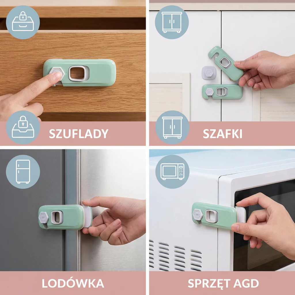 2-pak zabezpieczeń dziecięcych do szafek, lodówki i szuflad – wielofunkcyjne blokady bezpieczeństwa dla niemowląt i dzieci - Image 4
