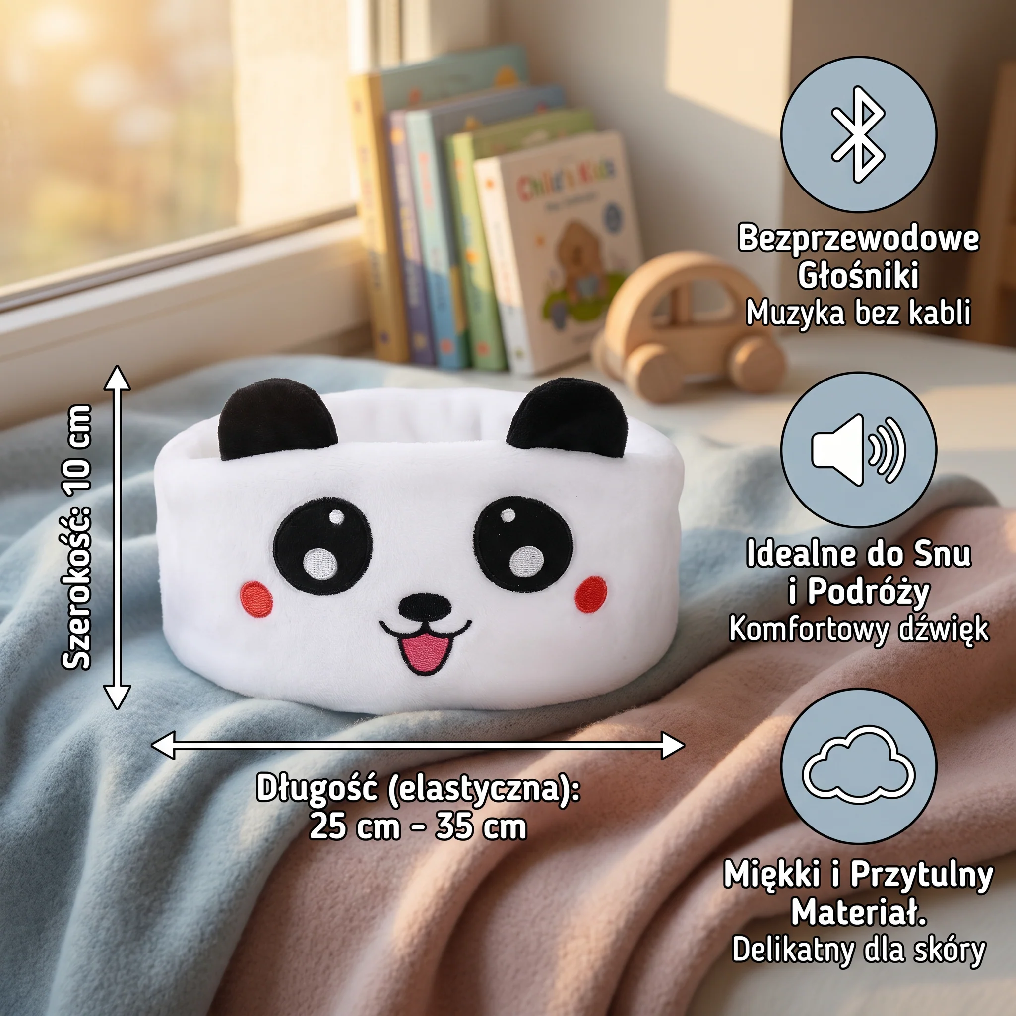 2-w-1 Opaska na głowę z głośnikami Bluetooth – Miękka opaska na głowę do podróży i relaksującego snu - Image 6