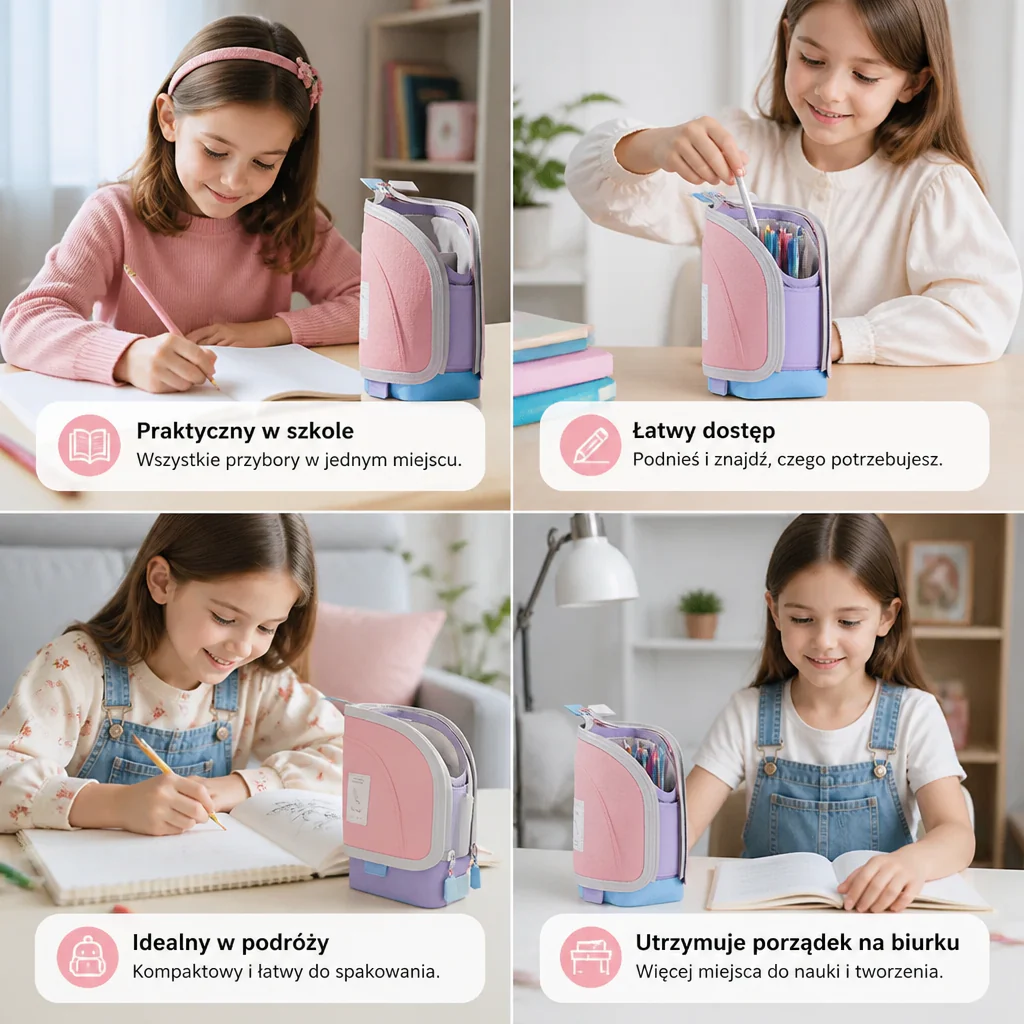 2-w-1 Pop-Up Etui na Długopisy z Uchwytami – Oszczędny Organizer Biurkowy - Image 4