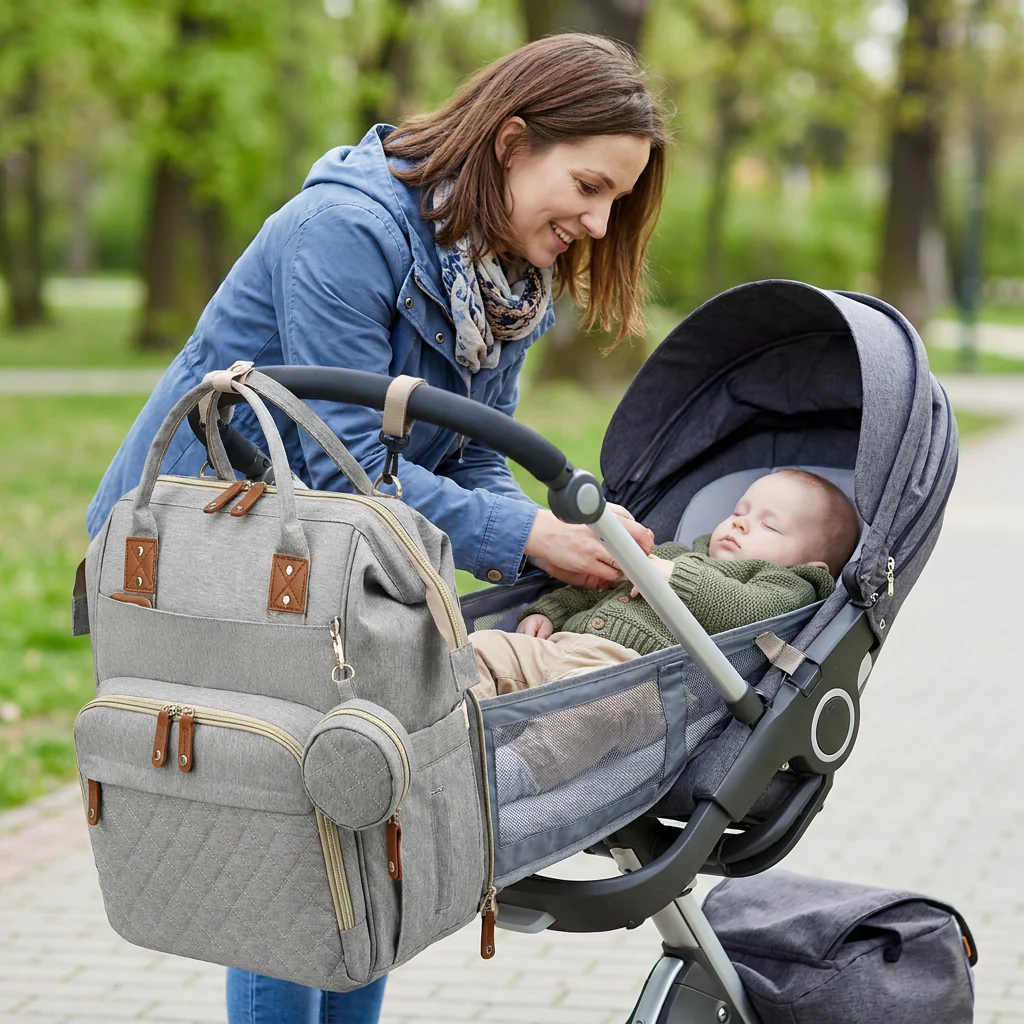 3-w-1 Plecak Podróżny na Pieluchy z Składaną Łóżeczkiem dla Niemowląt – Idealny dla Rodziców w Ruchu - Image 12