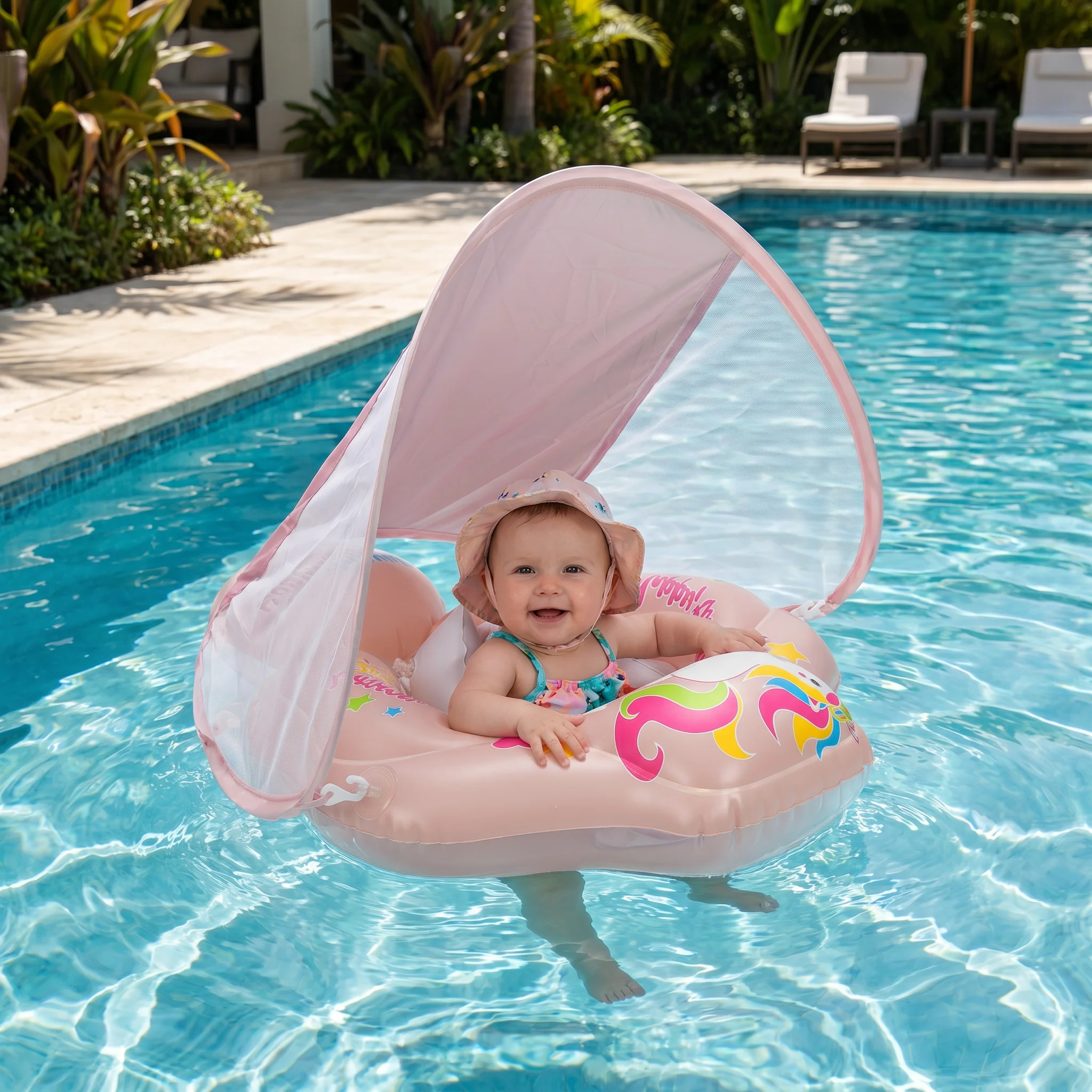 Baby Swim Ring z Osłoną Przeciwsłoneczną – Nadmuchiwany Pierścień do Pływania dla Bezpiecznej Zabawy w Wodzie - Image 10