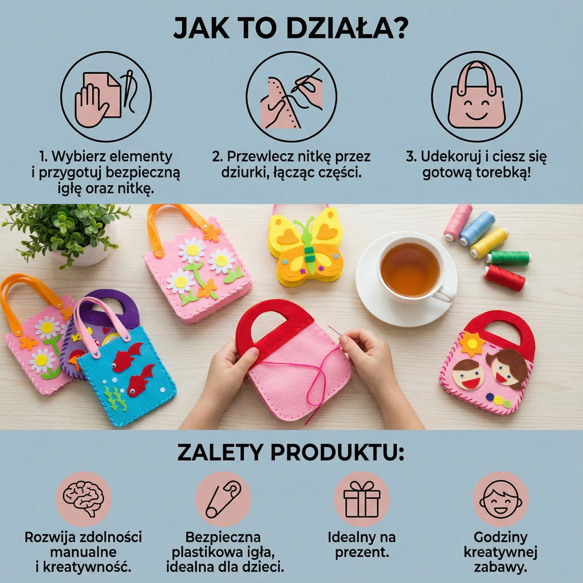 Bezpieczny zestaw filcowych torebek do samodzielnego szycia - Image 2