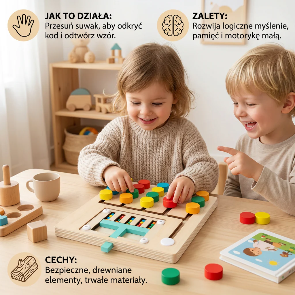 Czterokolorowa drewniana gra Montessori - Image 2