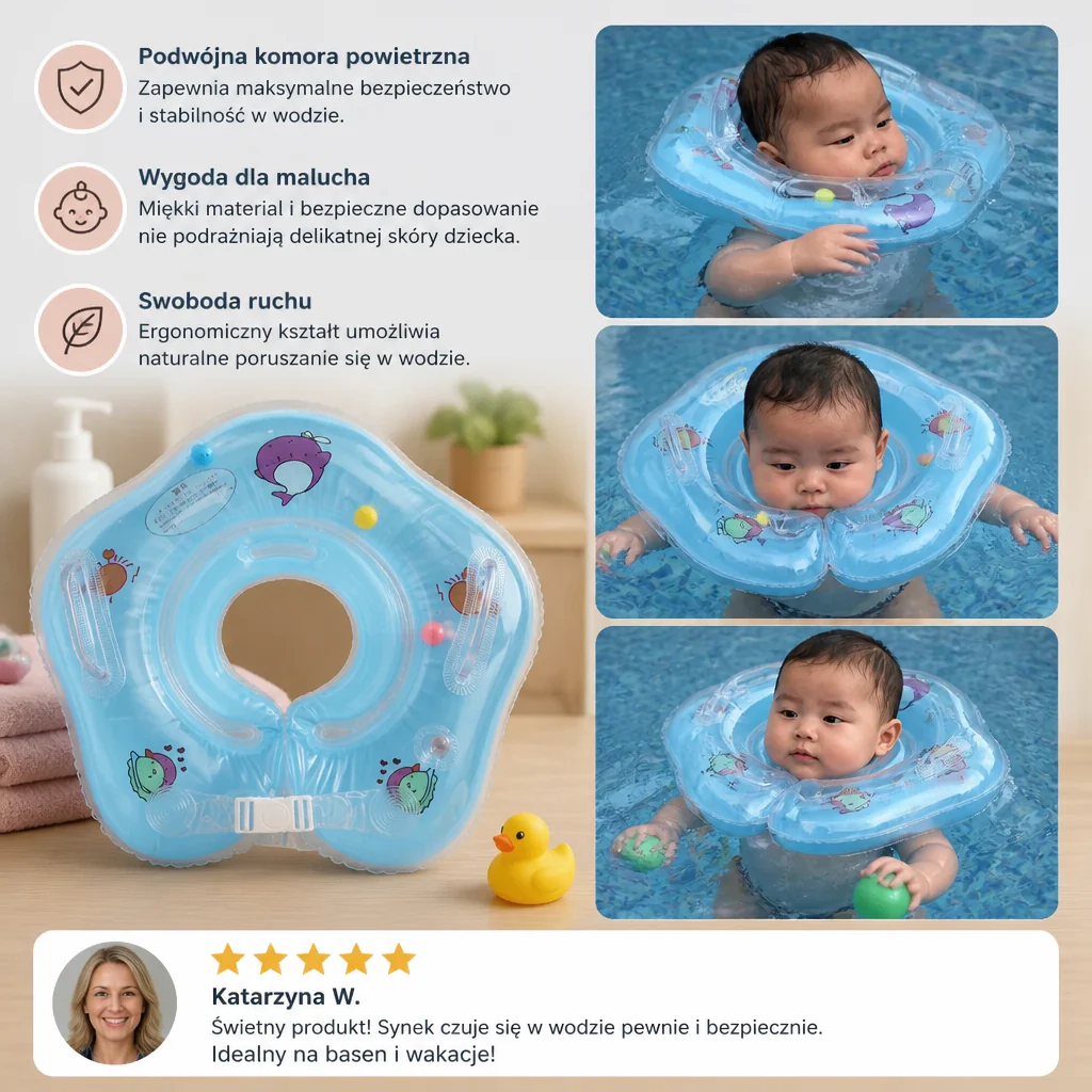 Dmuchany Nackenschwimmring dla Dzieci z Podwójną Komorą Powietrzną - Image 3