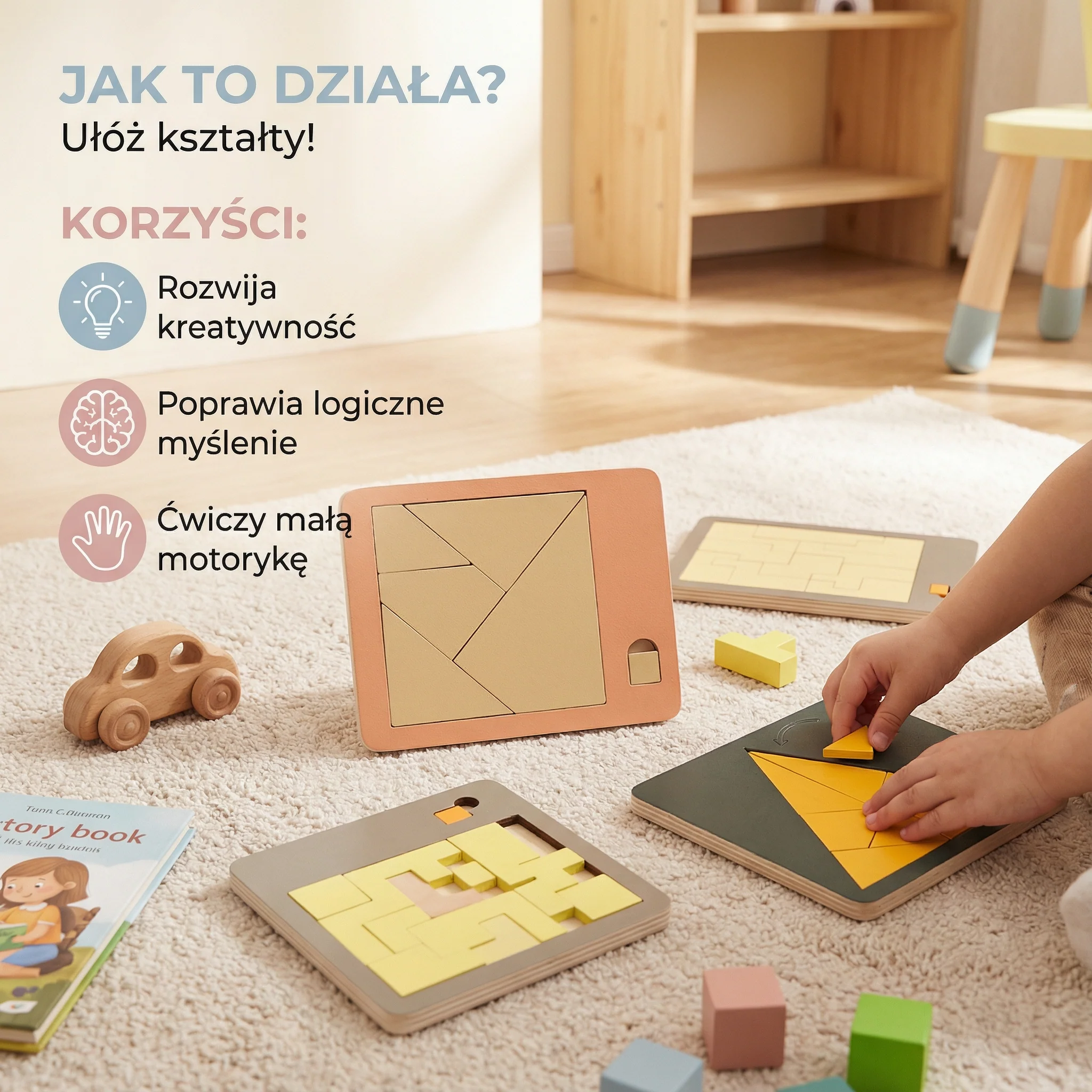 Drewniana układanka logiczna Tangram - Image 2