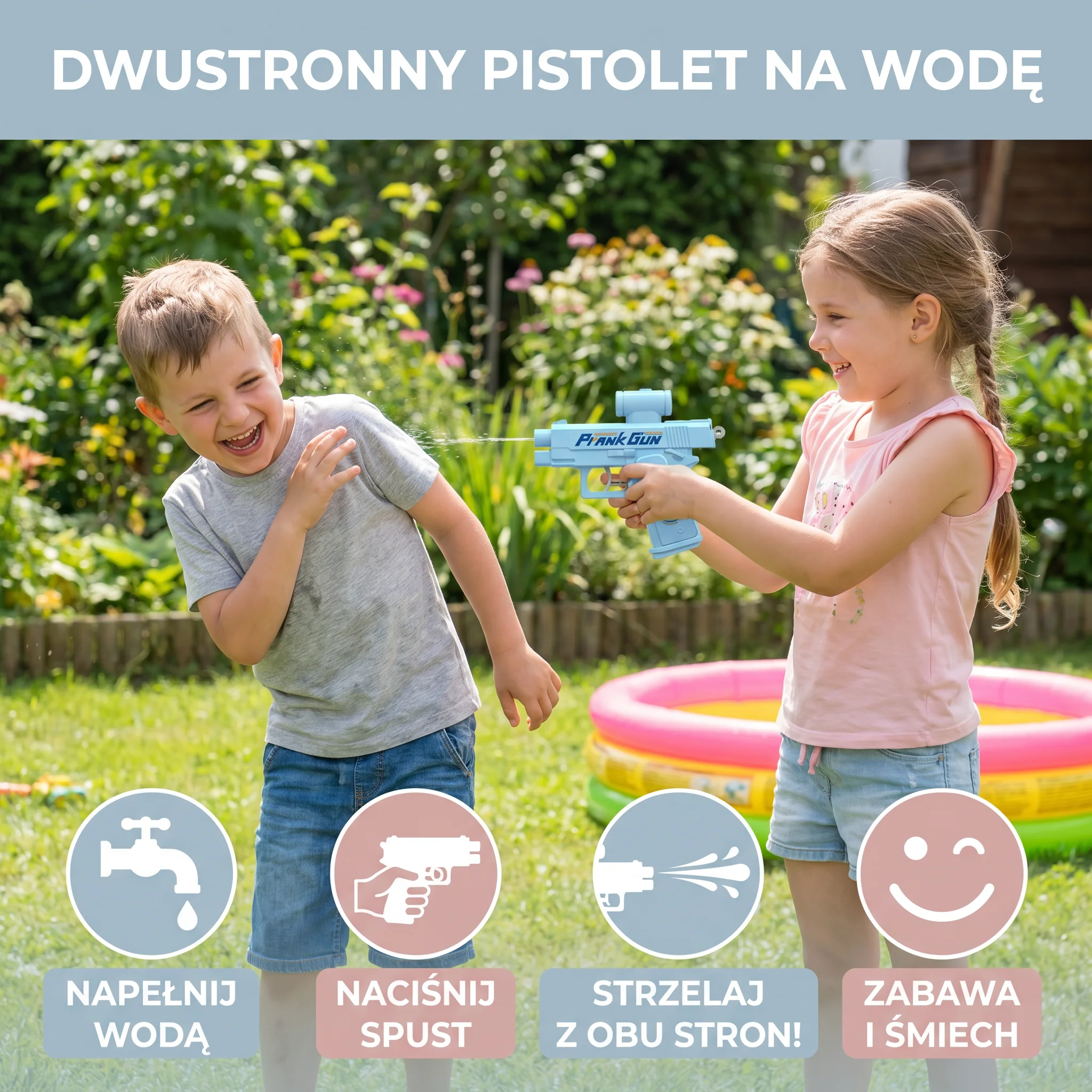 Dwustronny pistolet na wodę dla dzieci – mini zabawka do wodnej zabawy - Image 5