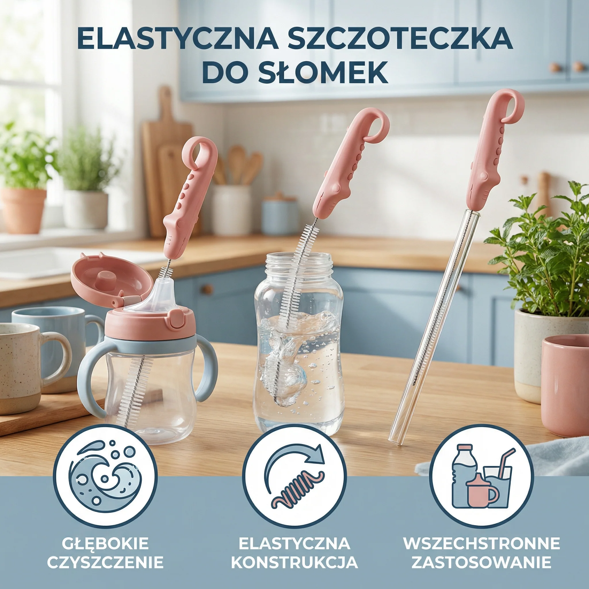 Elastyczna szczoteczka do czyszczenia słomek – Długi czyścik do rur do butelek, smoczków i kubków do picia - Image 3