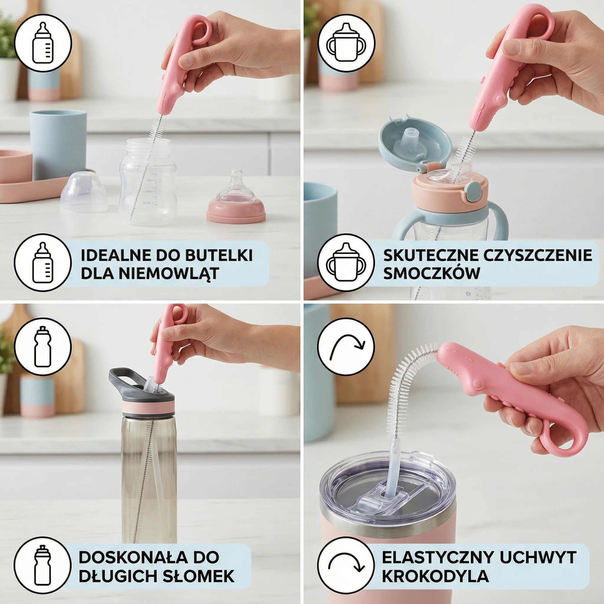 Elastyczna szczoteczka do czyszczenia słomek – Długi czyścik do rur do butelek, smoczków i kubków do picia - Image 5