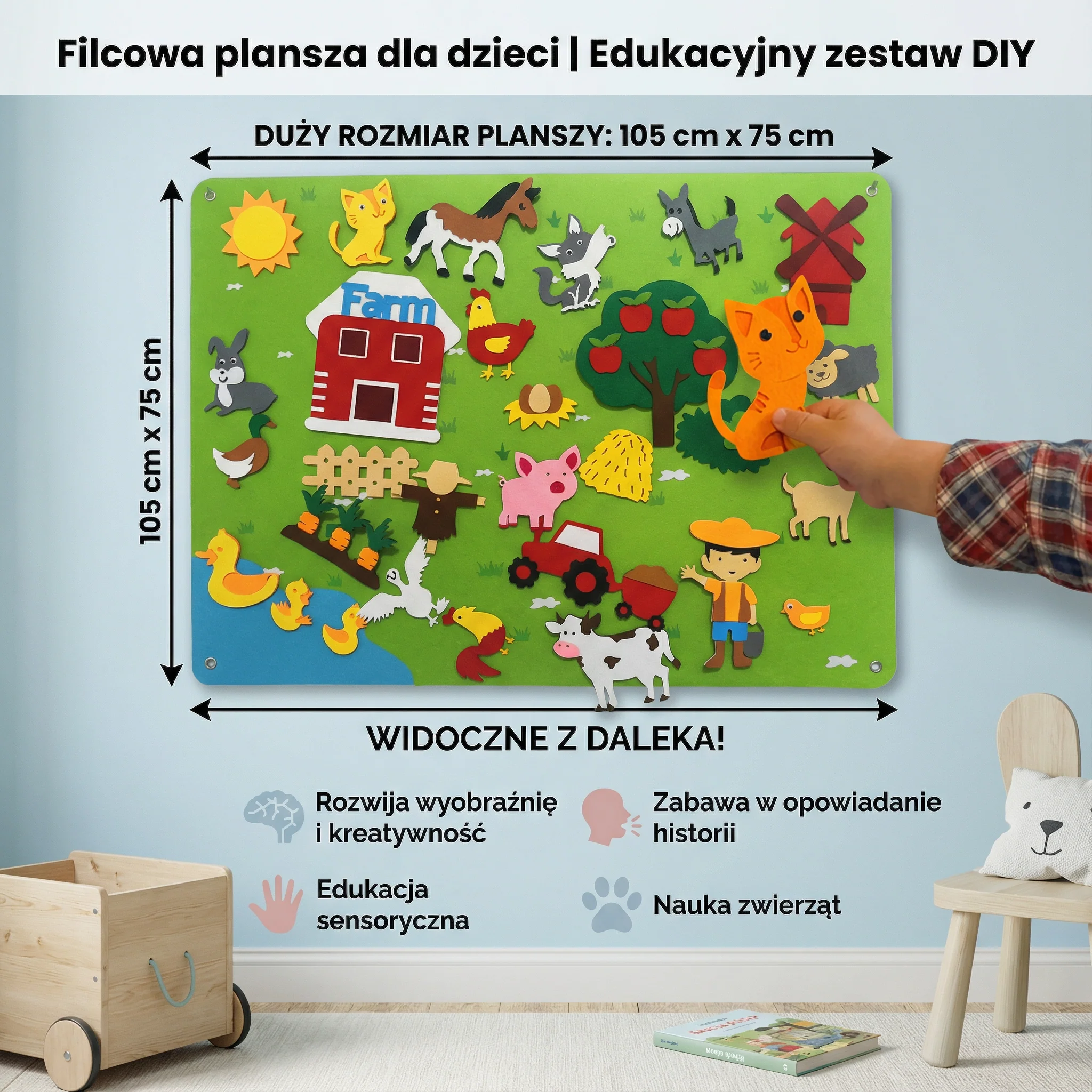 Filcowa plansza dla dzieci | Edukacyjny zestaw diy do nauki zwierząt , wyobraźni i zabawy w opowiadanie historii - Image 5