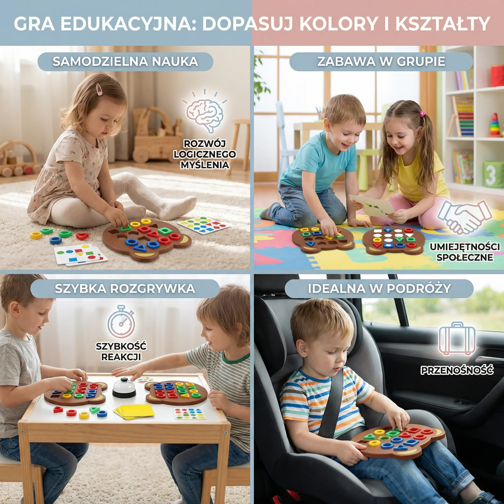 Gra dopasowywania kolorów i kształtów dla dzieci – interaktywna zabawka edukacyjna - Image 4