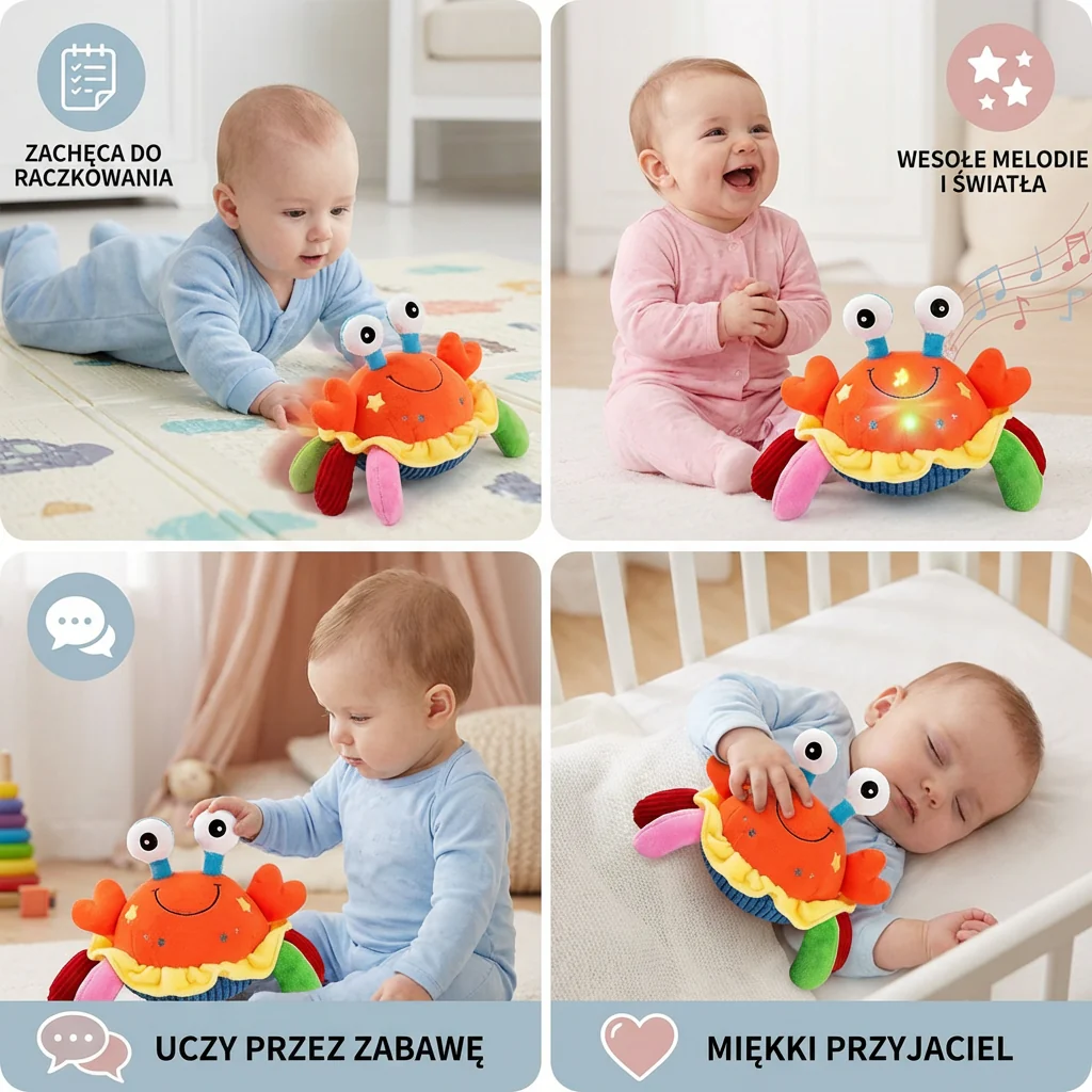 Interaktywna Muzyczna Krabik z Funkcją Głosu – Ruchoma Edukacyjna Zabawka dla Niemowląt - Image 4