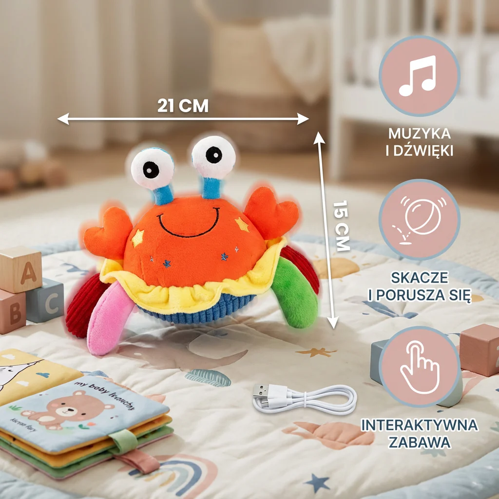Interaktywna Muzyczna Krabik z Funkcją Głosu – Ruchoma Edukacyjna Zabawka dla Niemowląt - Image 5