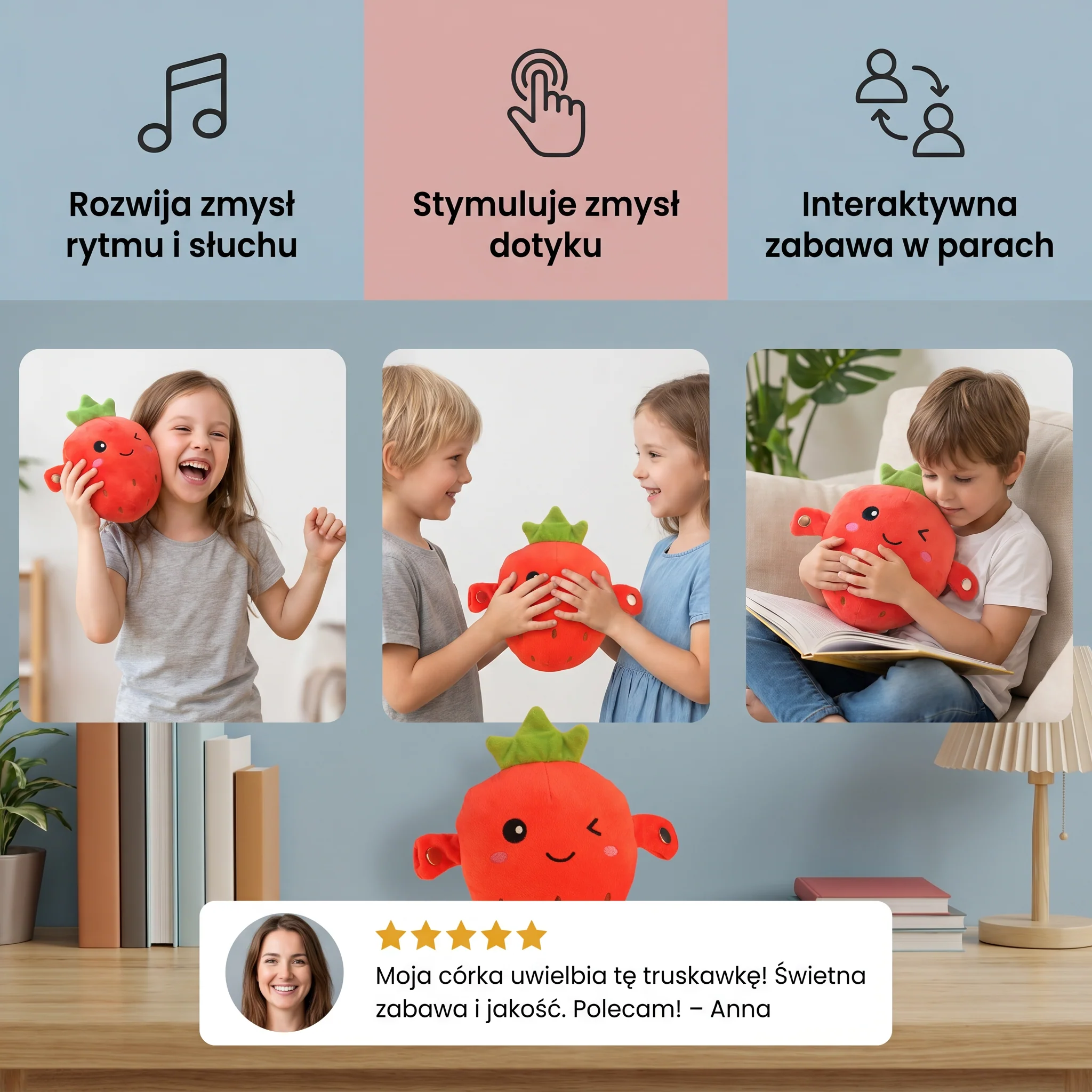 Interaktywna Pluszowa Zabawka Owocowa dla Dzieci – Sensoryczna Zabawka Muzyczna i Rytmiczna - Image 4