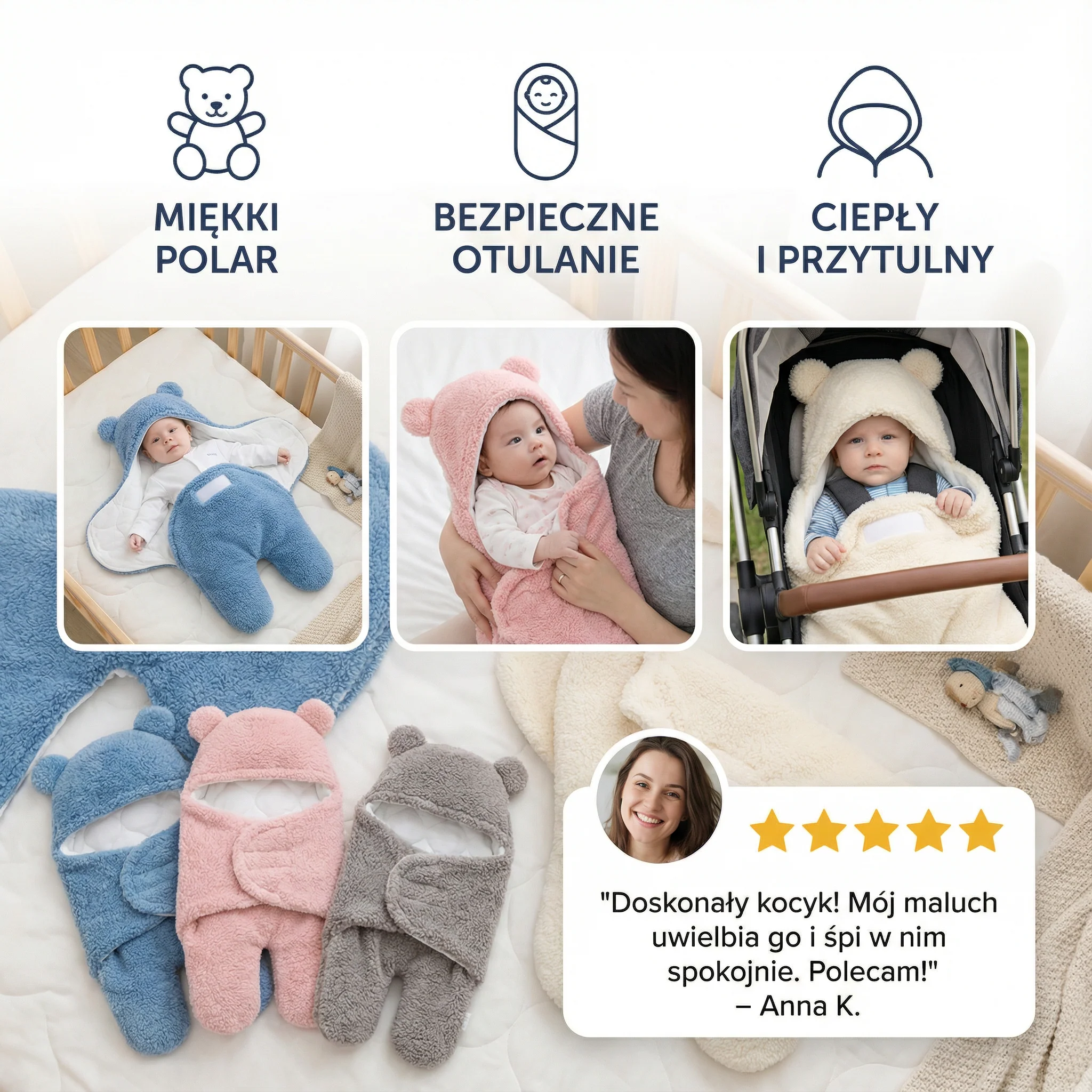 Kocyk i pajacyk dla niemowląt w misie - Image 3