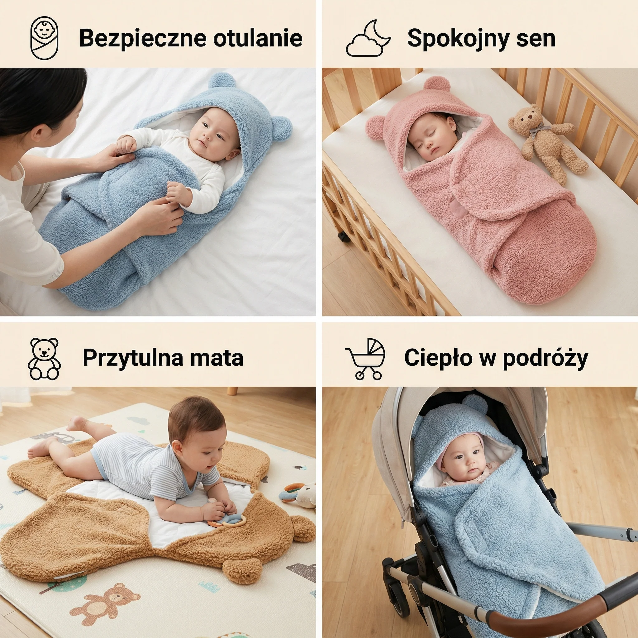 Kocyk i pajacyk dla niemowląt w misie - Image 4