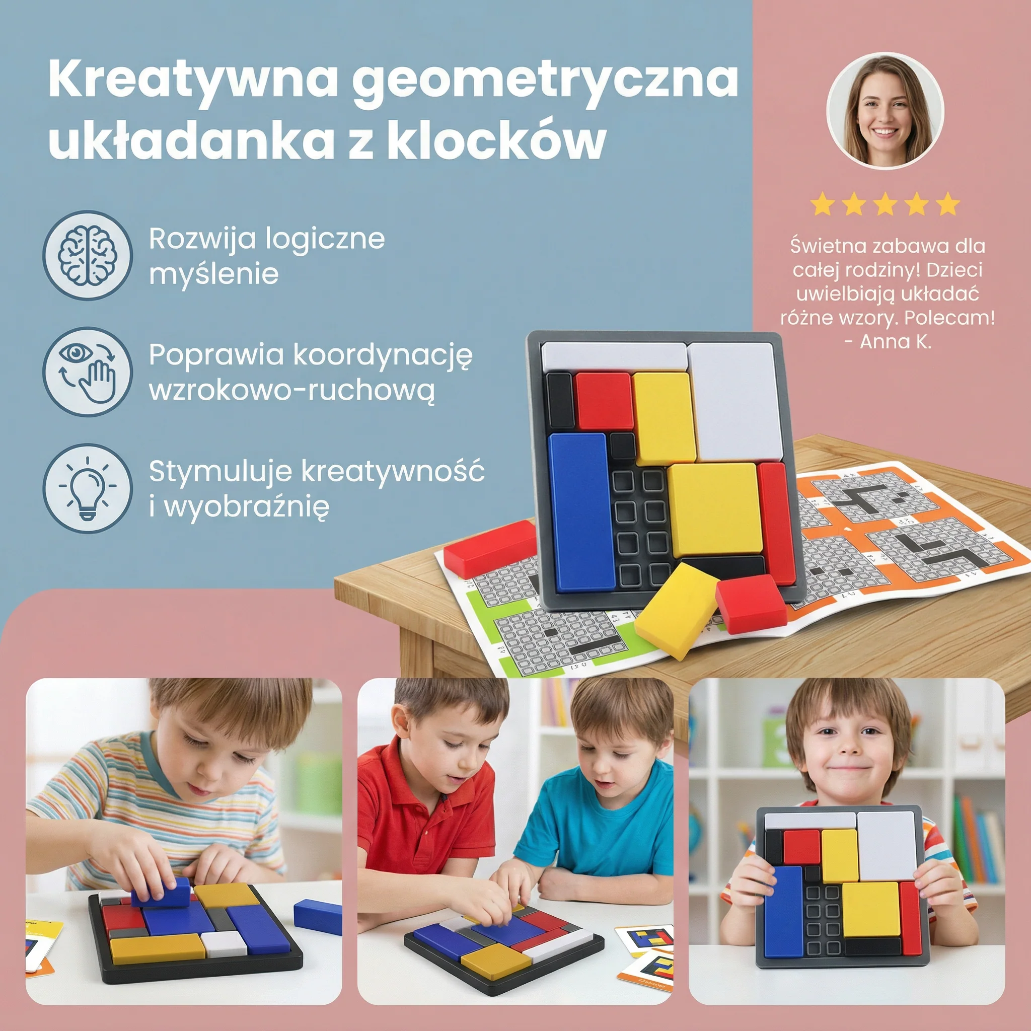 Kreatywna geometryczna układanka z klocków - Image 3