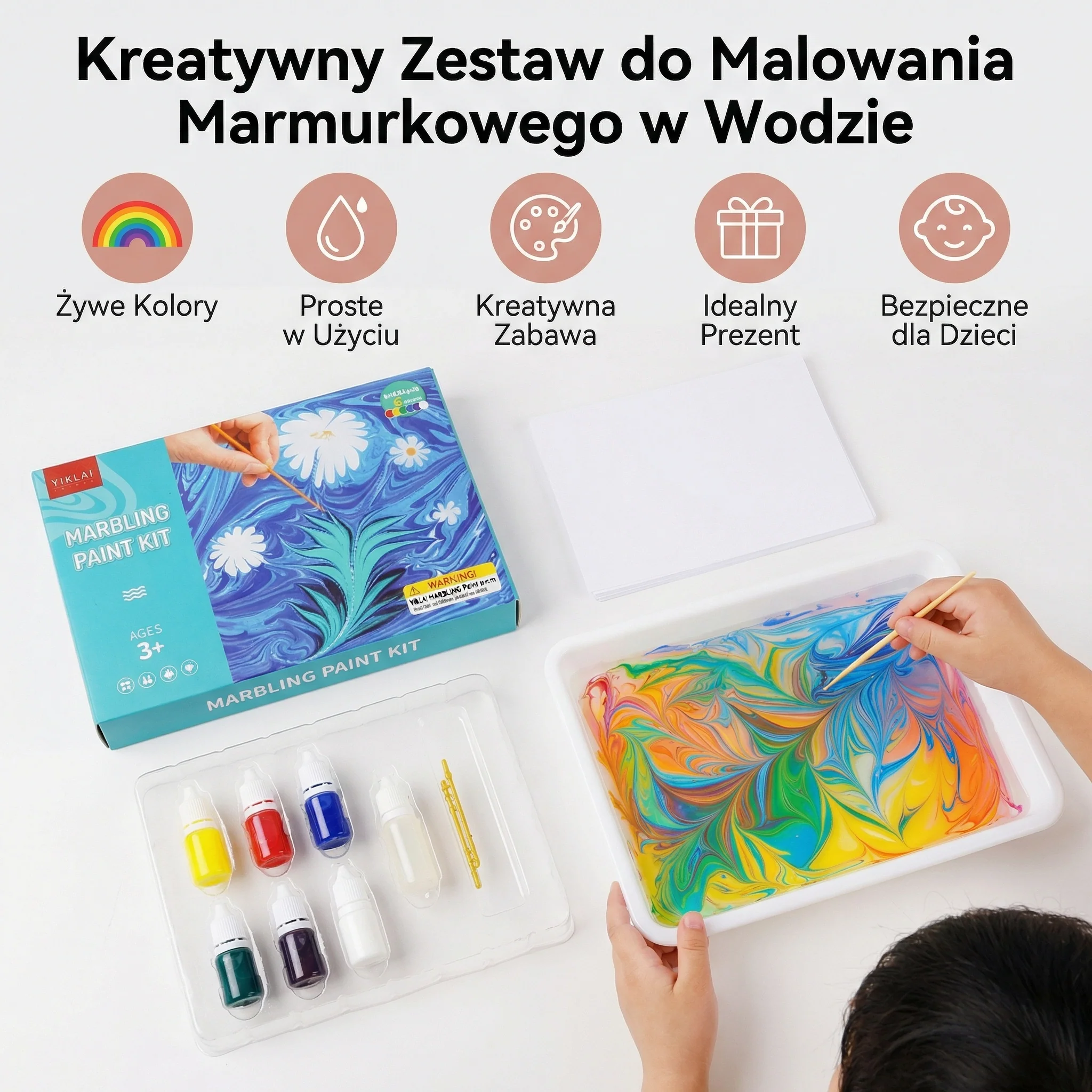 Kreatywny Zestaw do Malowania Marmurkowego w Wodzie - Image 5