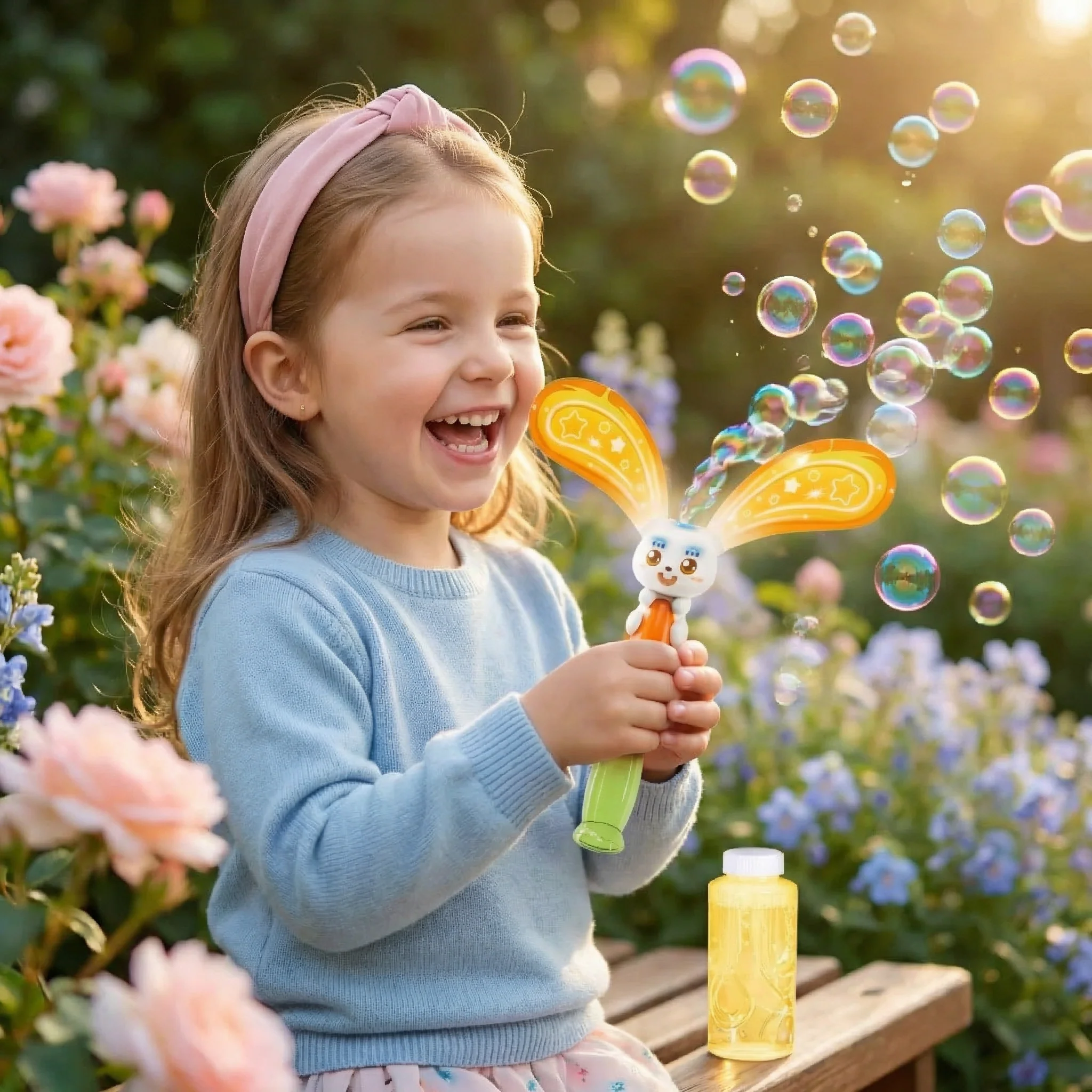 Króliczek do robienia baniek z skrzydełkami i światłem – dziecięcy bubble maker - Image 6