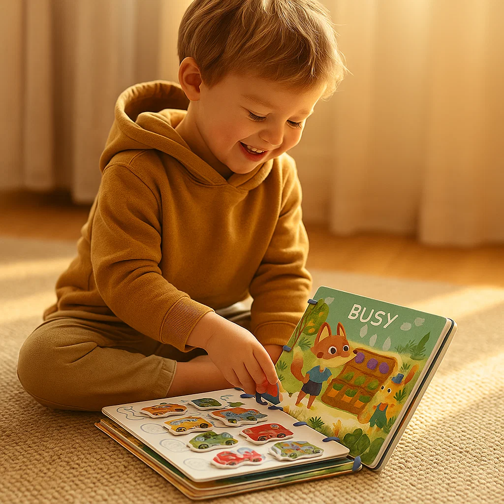 Książka edukacyjna dla maluchów ⎜ Interaktywna książka z naklejkami wielokrotnego użytku do wczesnej nauki i zabawy - Image 3