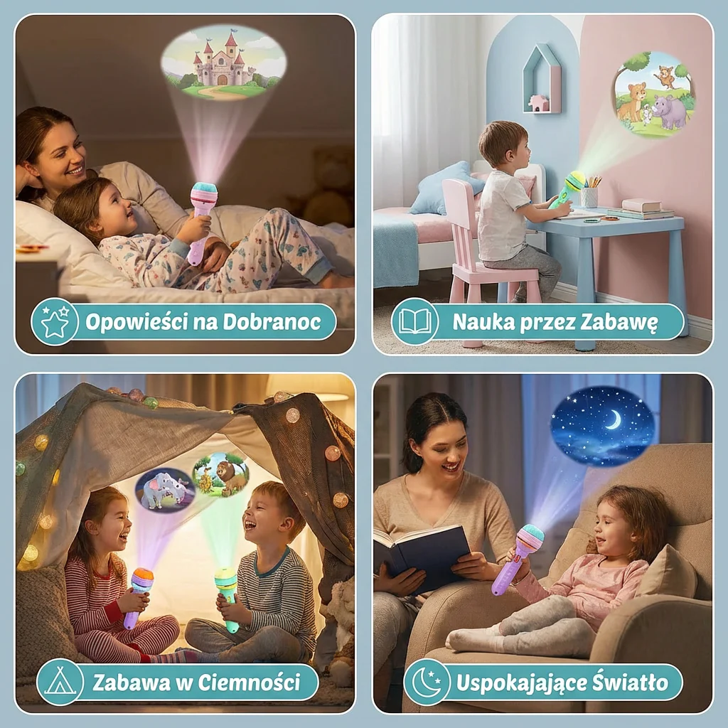 Latarka Projekcyjna dla Dzieci – Projektor Bajek na Dobranoc do Nauki i Zabawy - Image 4