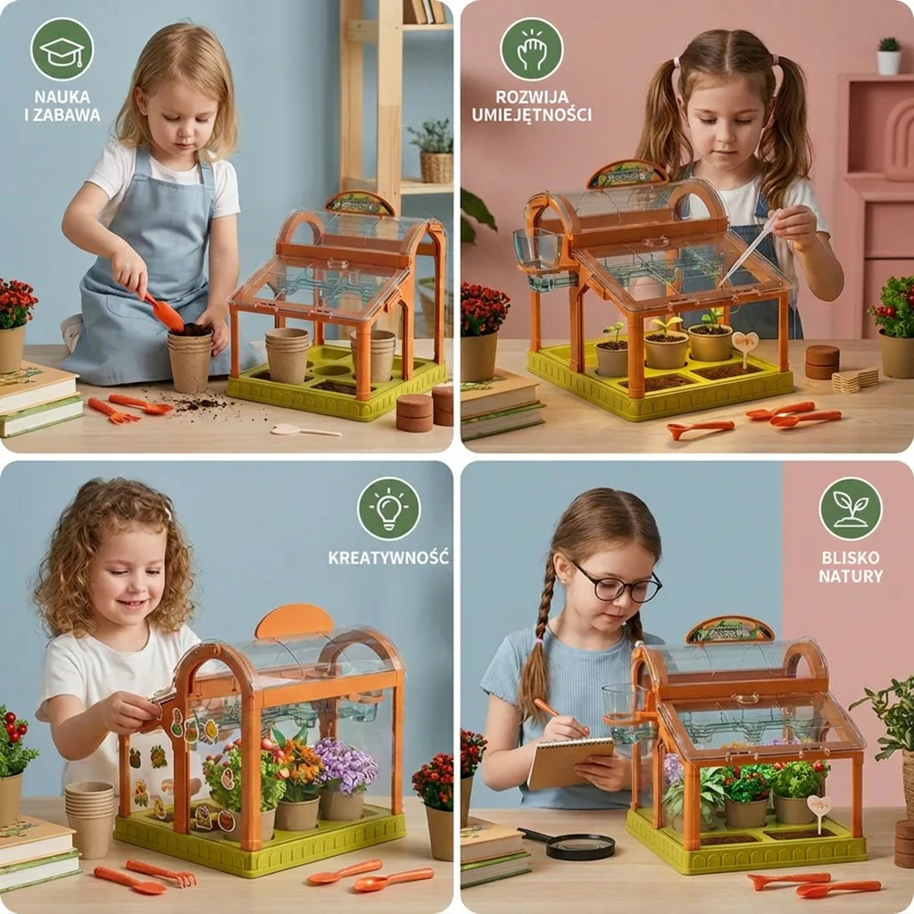 LED Akrylowe Mini Szklarnie dla Dzieci – Zestaw do Hodowli Roślin w Pomieszczeniach – Nauka i Zabawa - Image 4