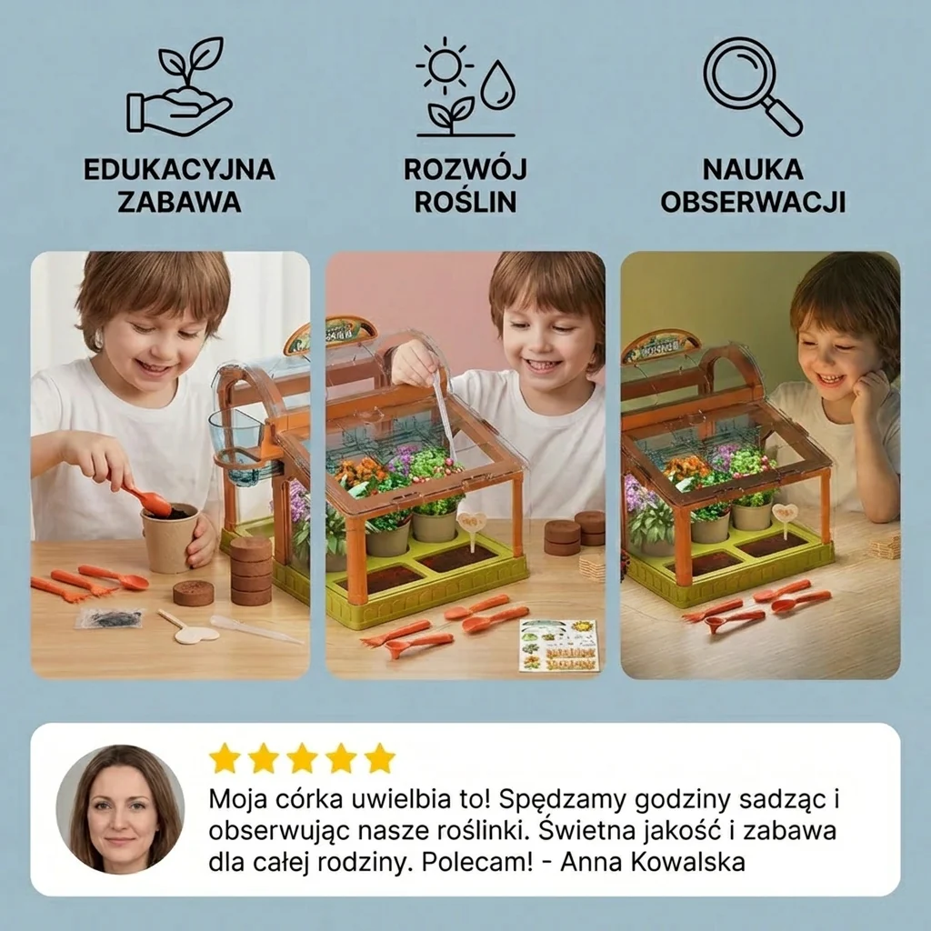 LED Akrylowe Mini Szklarnie dla Dzieci – Zestaw do Hodowli Roślin w Pomieszczeniach – Nauka i Zabawa - Image 5