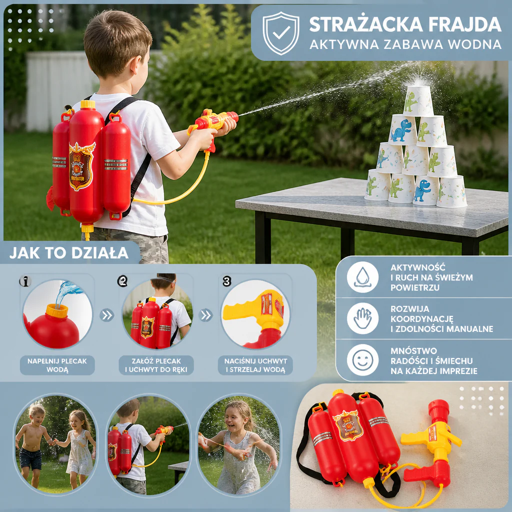 Lekkie strzelające wodą plecak dla dzieci – zabawa na świeżym powietrzu latem - Image 3