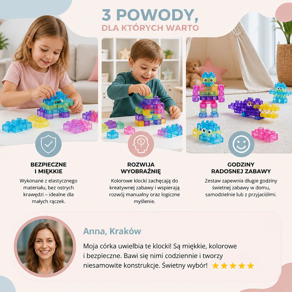 Magiczne Gumowe Klocki – Miękkie Klocki Konstrukcyjne Dla Dzieci - Image 4
