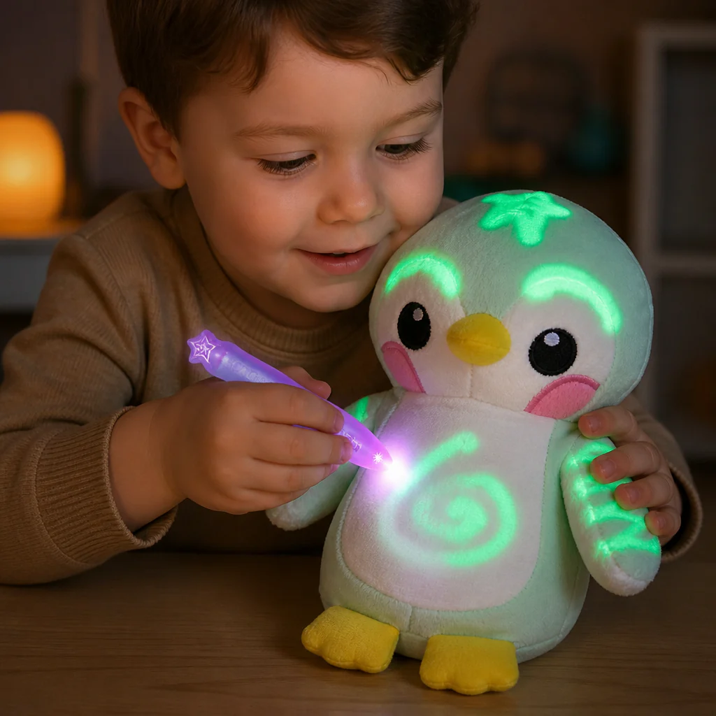 Magiczne Pluszowe Zabawki z Pisakiem Świecącym – Interaktywna Pluszowa Zabawka z Efektem Światła dla Dzieci
