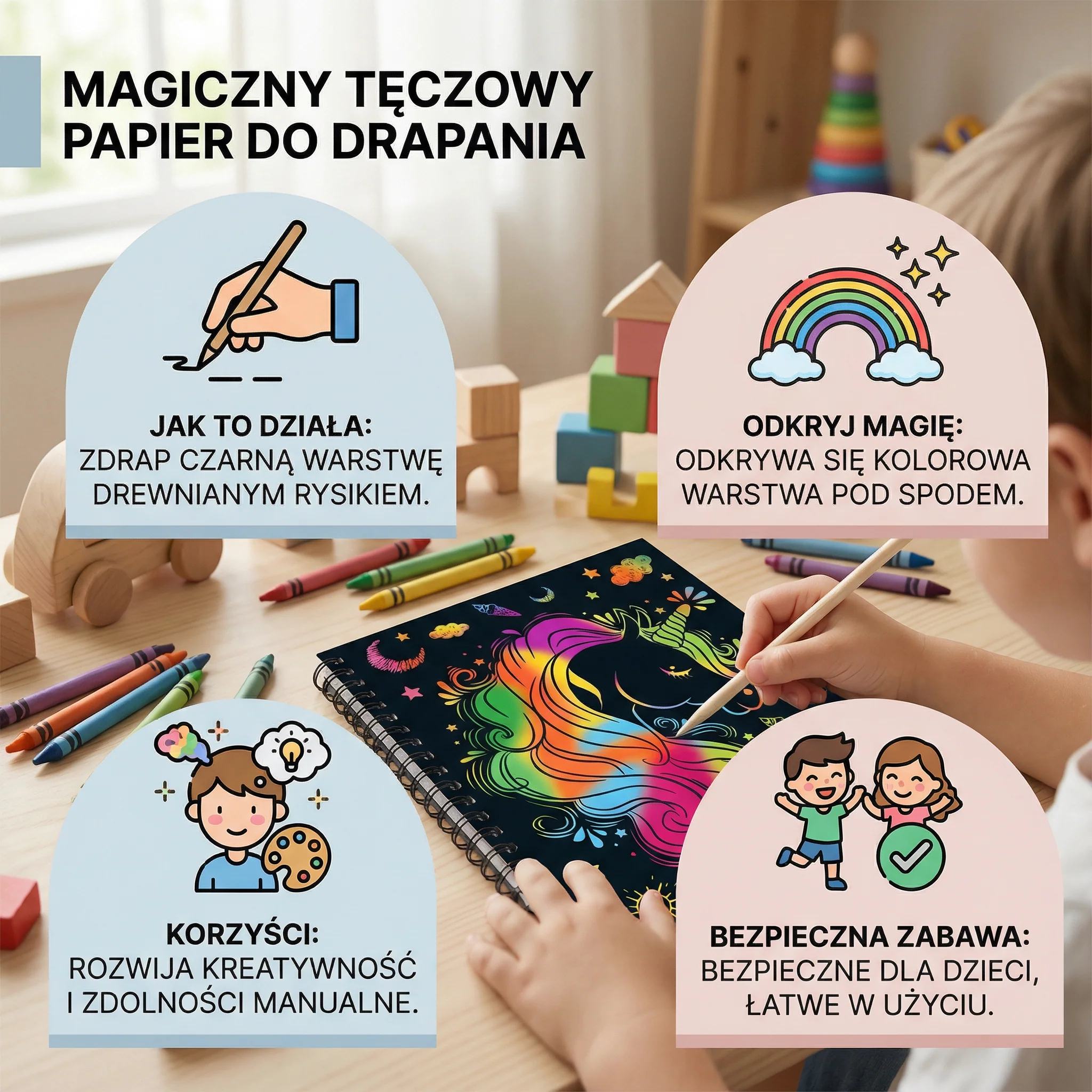 Magiczny tęczowy papier do drapania - Image 2