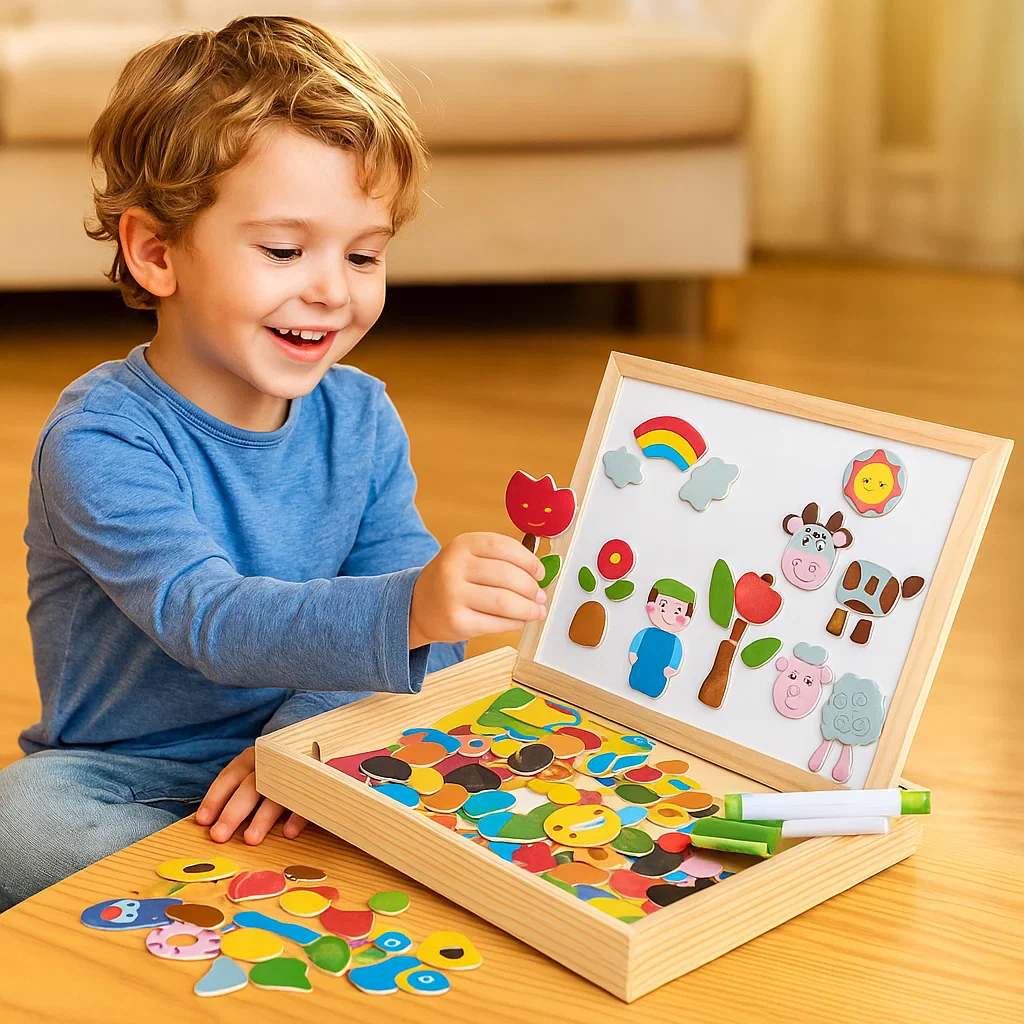 Magnetyczna tablica logiczna dla dzieci | Kreatywna zabawka edukacyjna z funkcjami rysowania i dopasowywania kształtów - Image 3