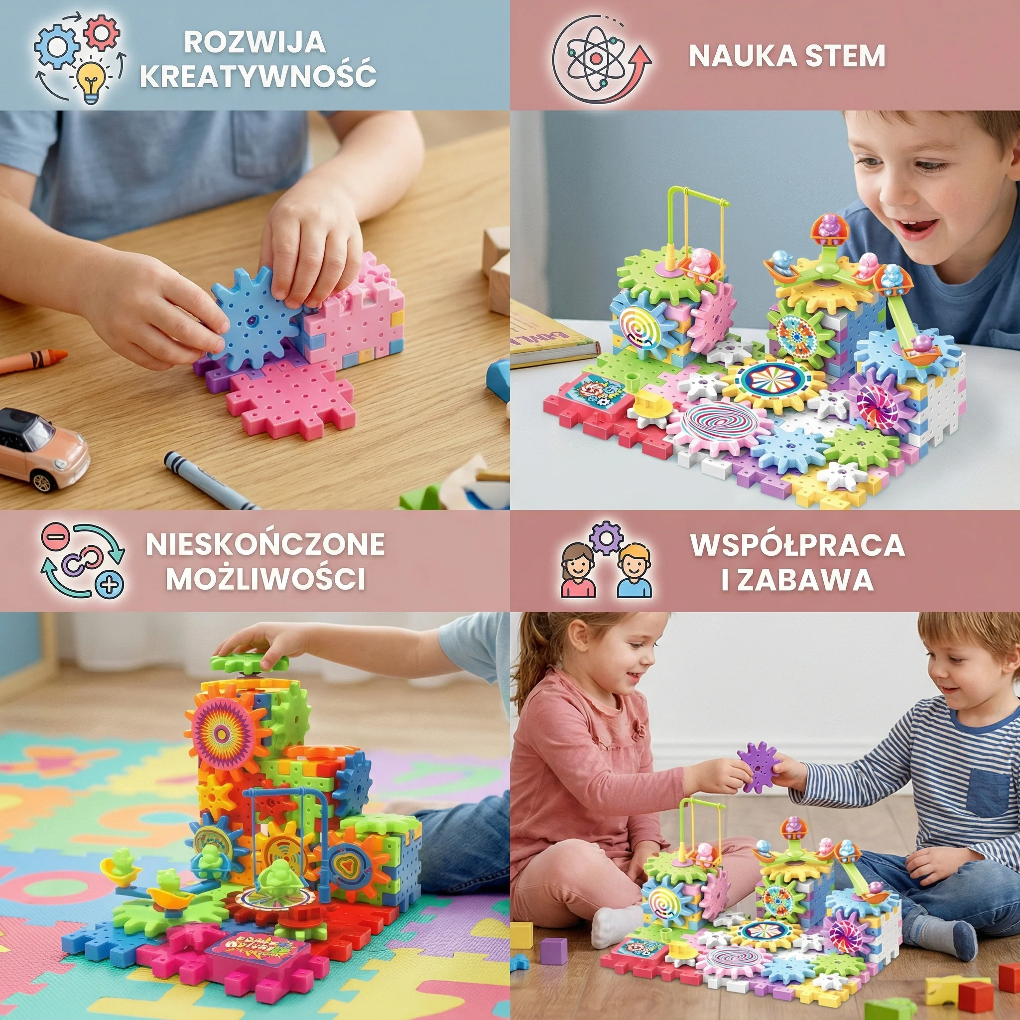 Mechaniczne klocki konstrukcyjne dla dzieci | Elektryczna zabawka STEM do kreatywnej zabawy i wczesnej edukacji - Image 4