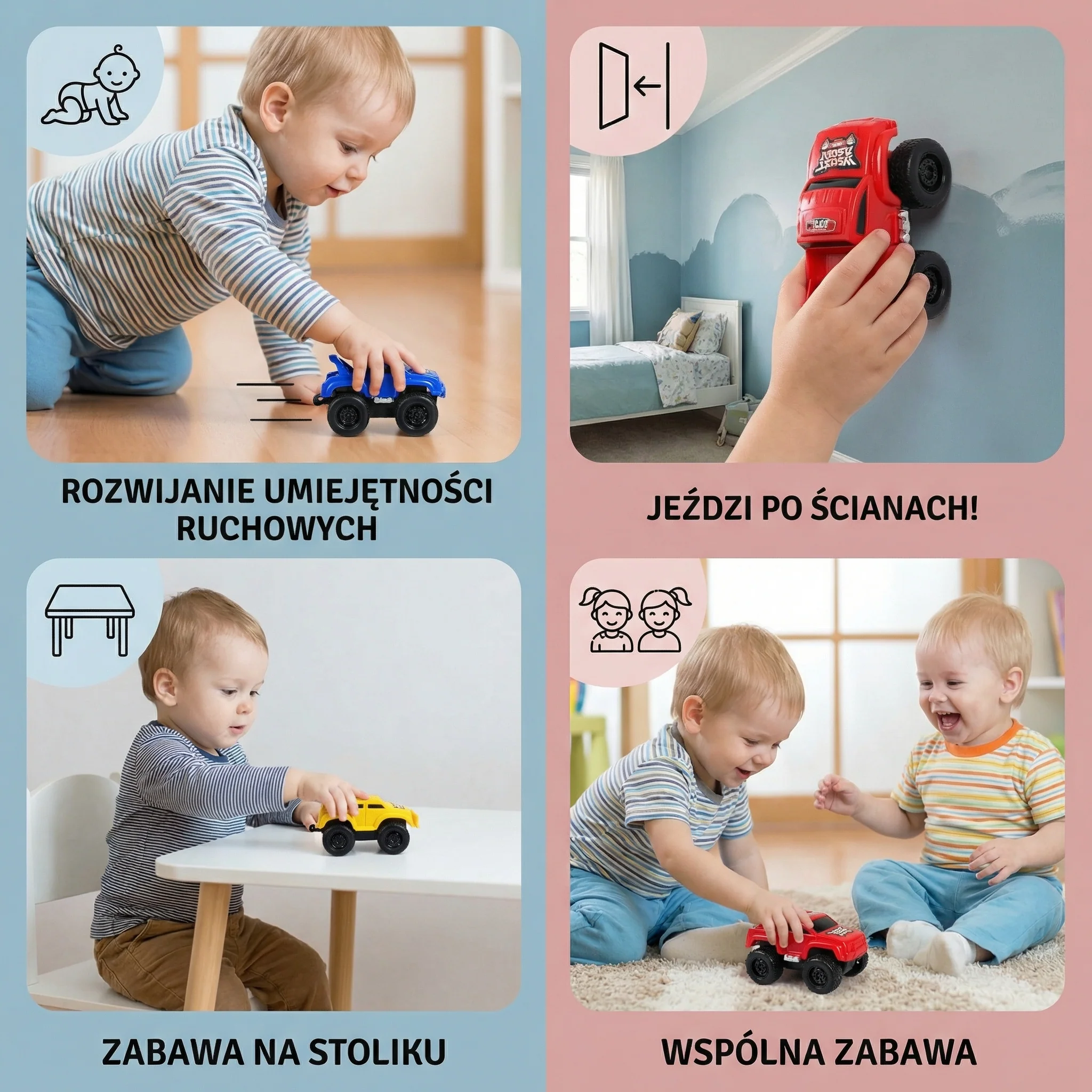 Mini samochodziki dla maluchów ⎜ Pojazdy inercyjne do zabawy w pełzanie w pomieszczeniach i wczesnego rozwoju umiejętności motorycznych - Image 4