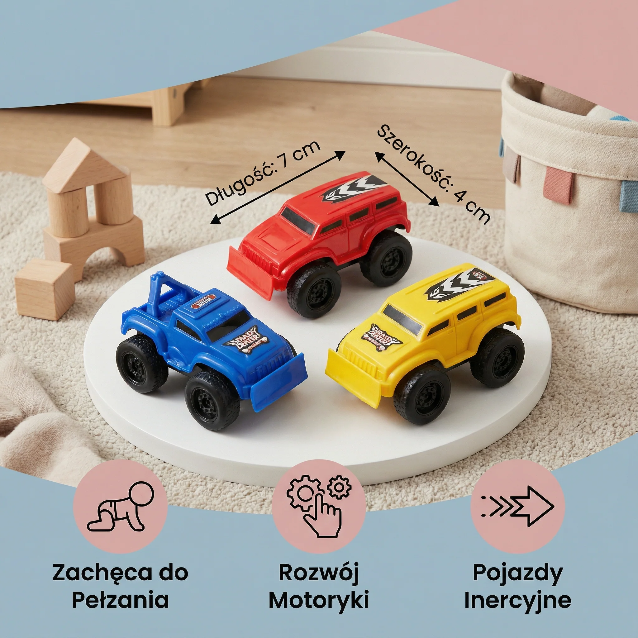 Mini samochodziki dla maluchów ⎜ Pojazdy inercyjne do zabawy w pełzanie w pomieszczeniach i wczesnego rozwoju umiejętności motorycznych - Image 5