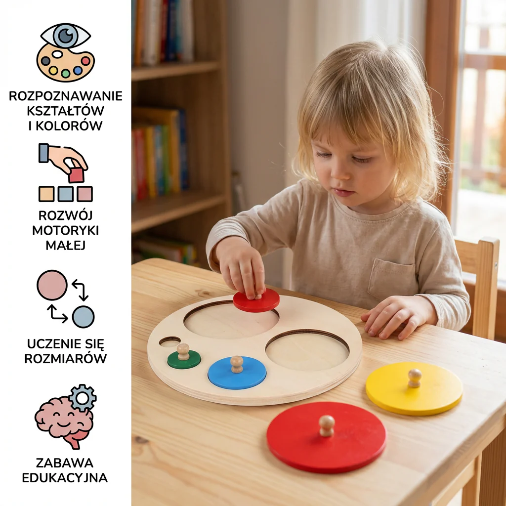 Montessori Drewniana Układanka z Kształtami – Edukacyjna Zabawka do Sortowania Geometrii i Kolorów dla Dzieci - Image 3