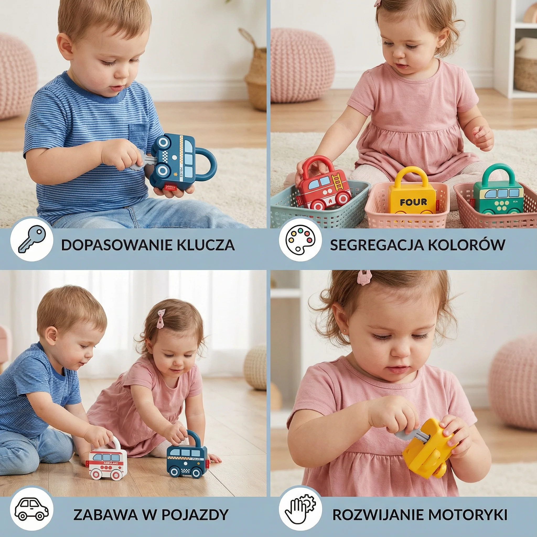 Montessori klucze i zamki – kolory i wzory - Image 4