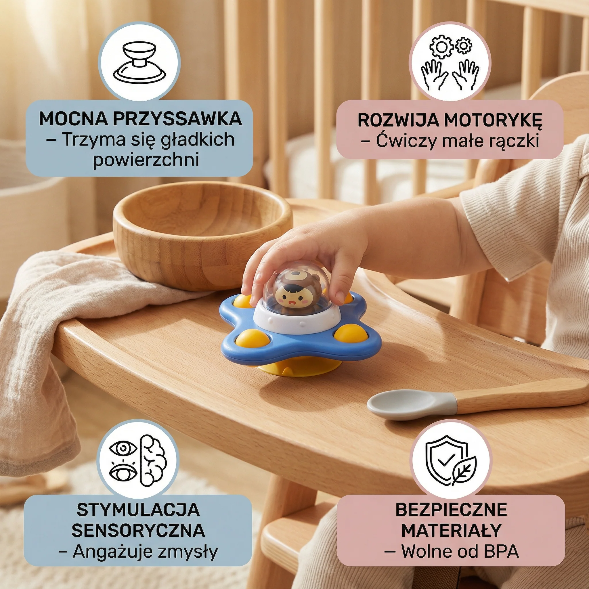 Montessori wirujący spinner z przyssawką – obrotowa zabawka edukacyjna - Image 2