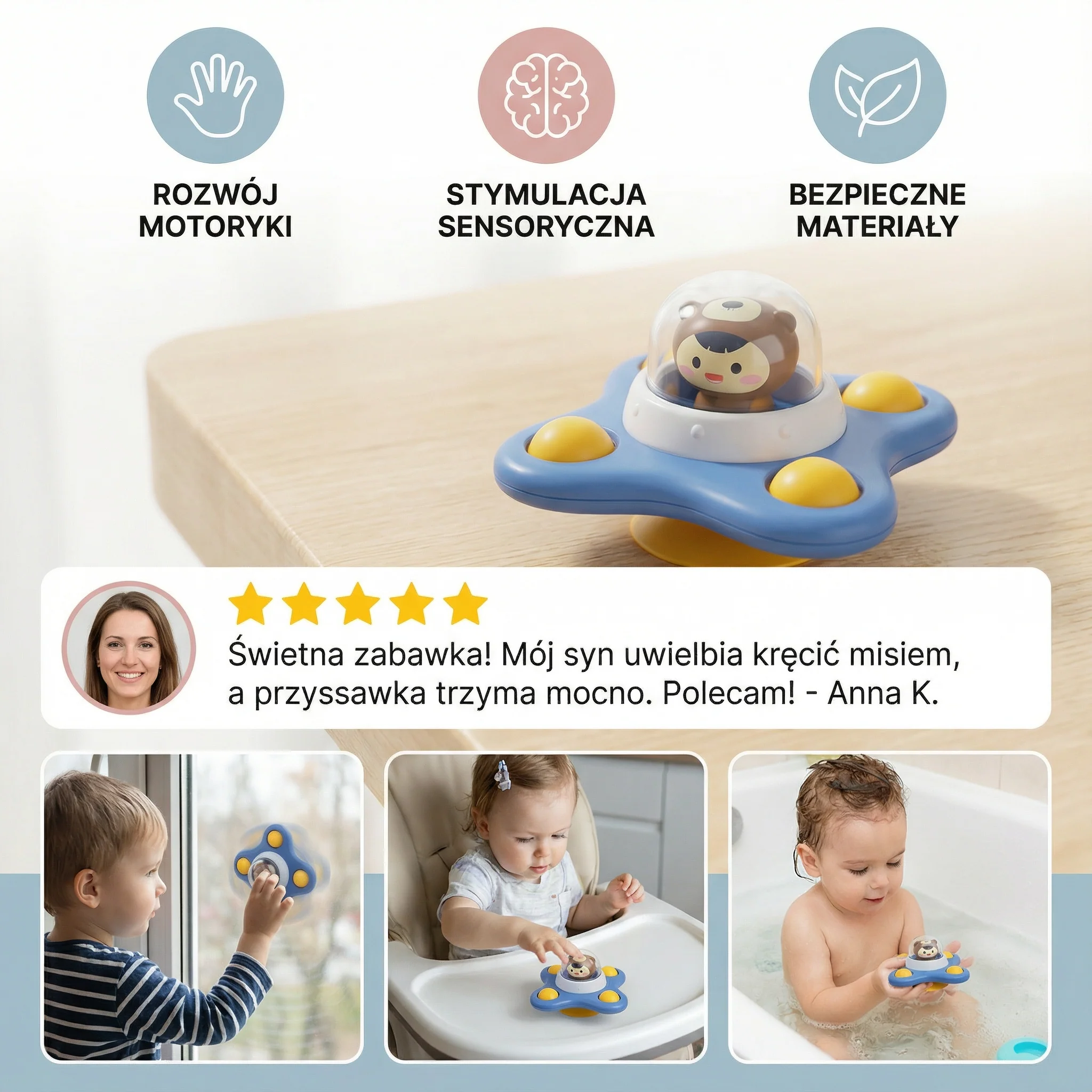 Montessori wirujący spinner z przyssawką – obrotowa zabawka edukacyjna - Image 3