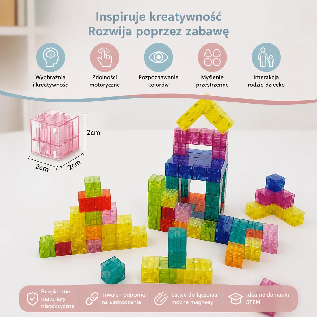 Montessoriański zestaw klocków sześciennych dla dzieci - Image 5