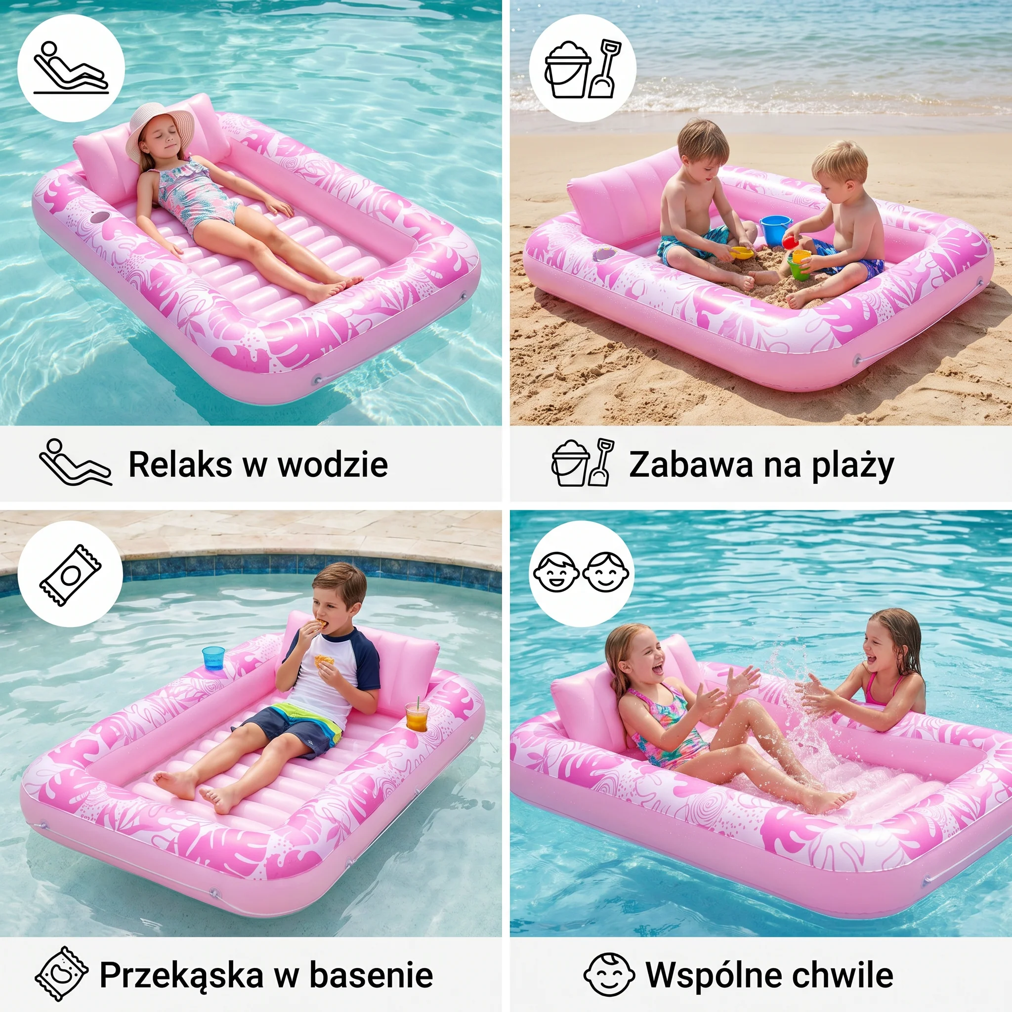 Nadmuchiwany basen lounge z poduszką i uchwytem na napoje - Image 4