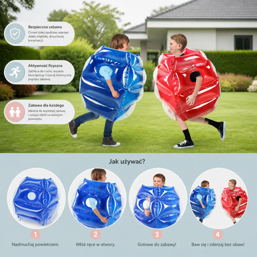 Nadmuchiwany Strój Bumper Ball dla Dzieci – Gra Zderzeniowa Outdoor dla 2 Graczy - Image 3
