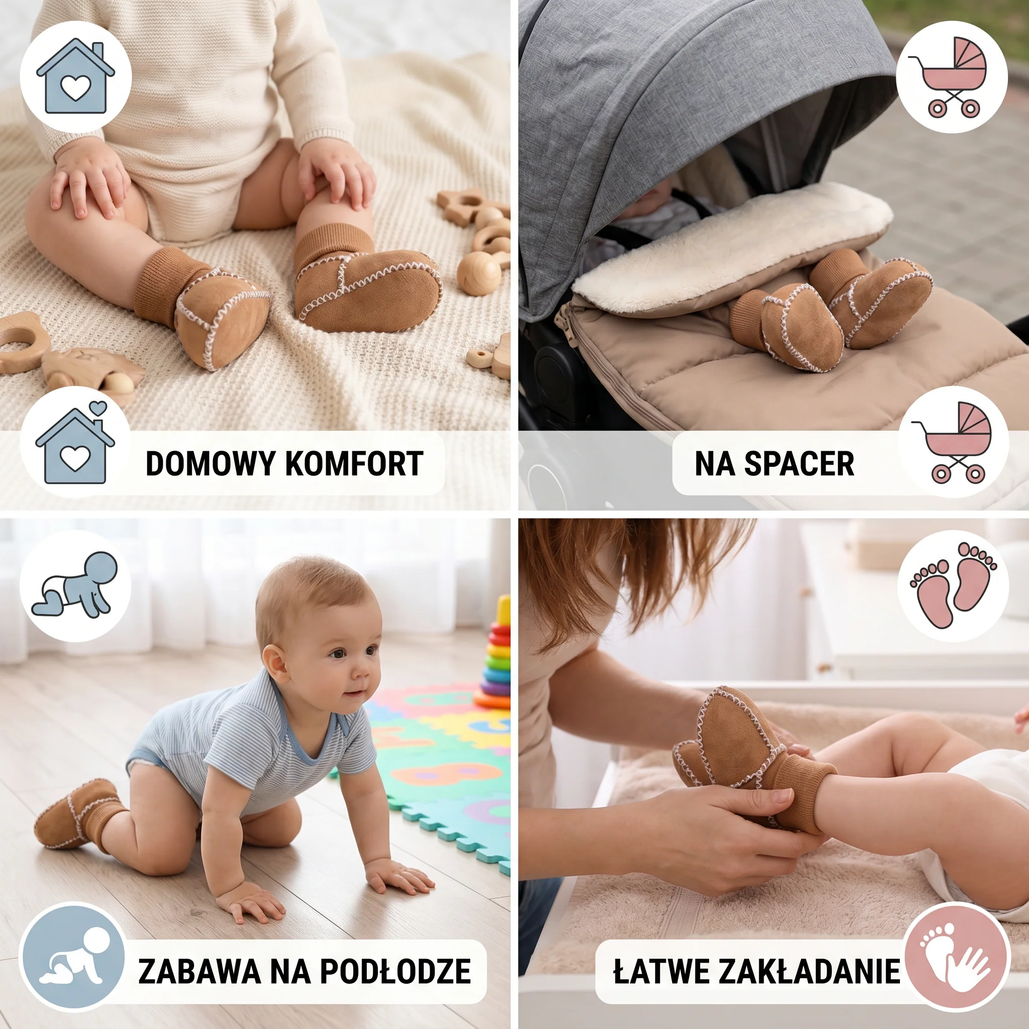 Ocieplane zimowe skarpetkowe buty dla niemowląt w wyglądzie zamszu - Image 4
