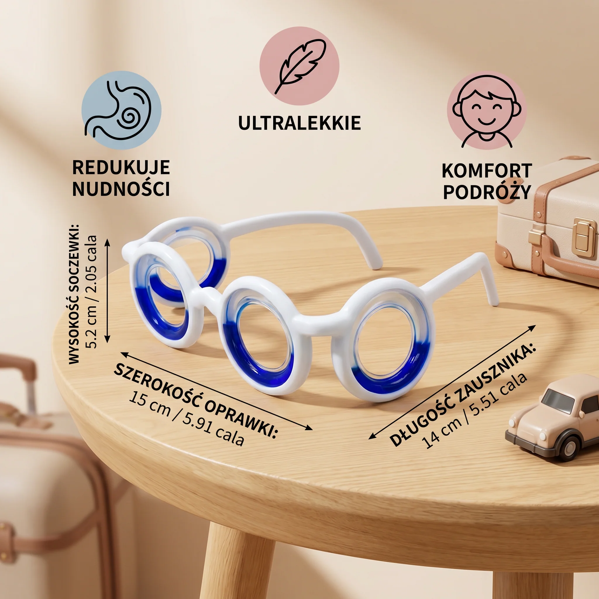 Okulary Przeciw Chorobie Lokomocyjnej dla Dzieci – Ultralekkie Wsparcie w Redukcji Nudności podczas Podróży - Image 5