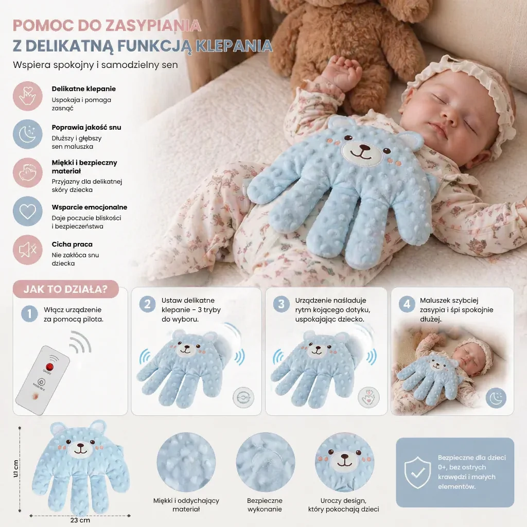 Pomoc do Zasypiania dla Niemowląt z Delikatną Funkcją Klepania – Wspiera Spokojny i Samodzielny Sen - Image 2