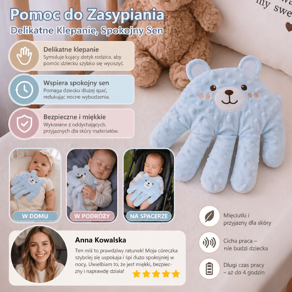 Pomoc do Zasypiania dla Niemowląt z Delikatną Funkcją Klepania – Wspiera Spokojny i Samodzielny Sen - Image 3