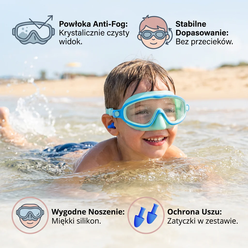 Praktyczne Okulary Pływackie dla Dzieci – Powłoka Anti-Fog, Stabilne Dopasowanie i Wygodne Noszenie - Image 3