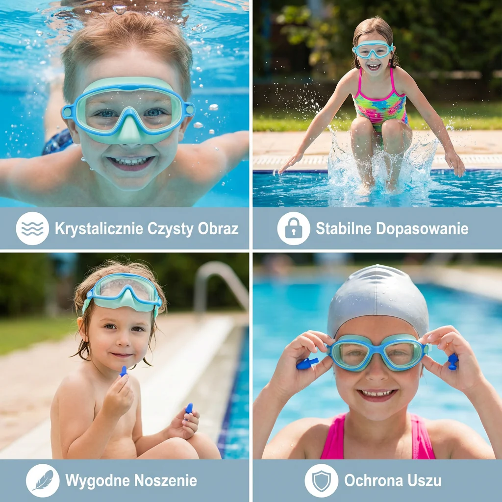 Praktyczne Okulary Pływackie dla Dzieci – Powłoka Anti-Fog, Stabilne Dopasowanie i Wygodne Noszenie - Image 4