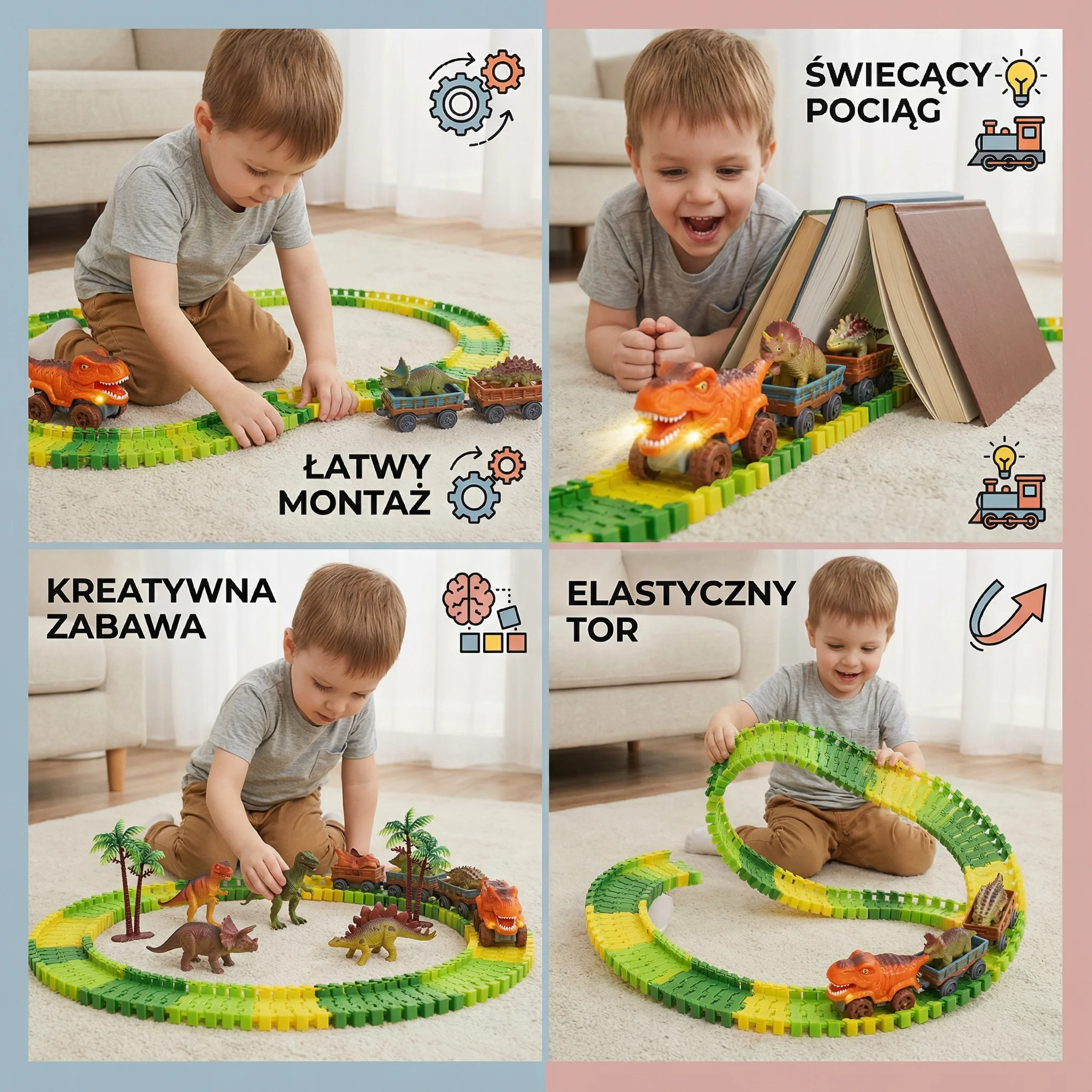 Przygoda z dinozaurami – Elastyczny tor wyścigowy ze świecącym pociągiem - Image 4