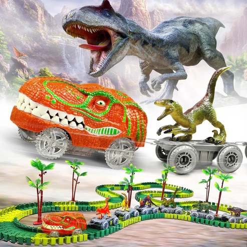 Przygoda z dinozaurami – Elastyczny tor wyścigowy ze świecącym pociągiem - Image 6