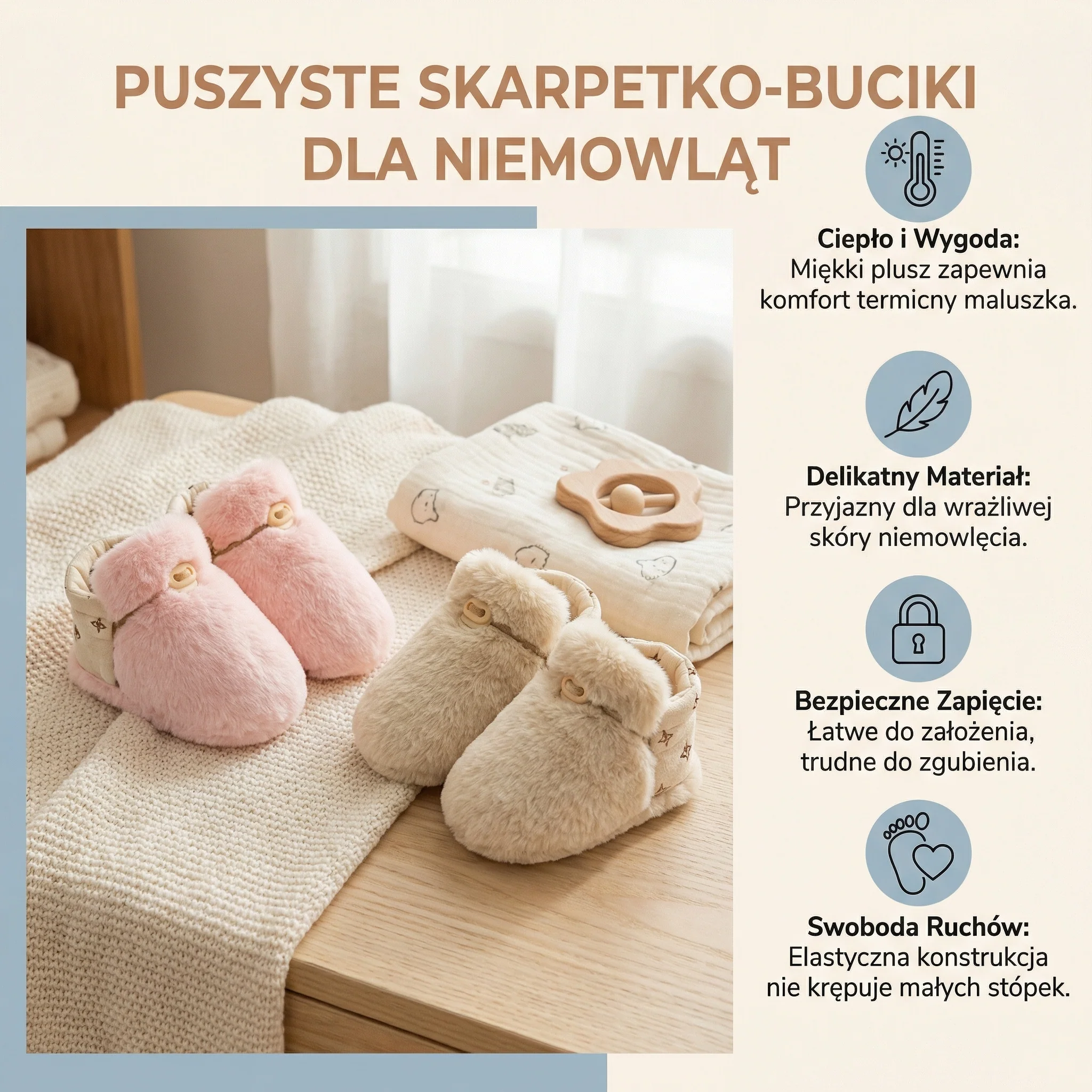 Puszyste skarpetko-buciki dla niemowląt - Image 2
